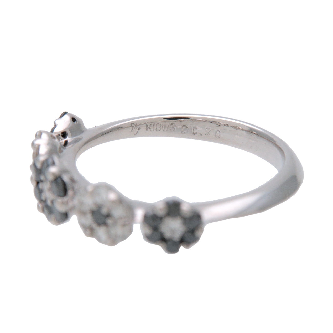 Ponte Vecchio Diamond Flower Motif Ring K18 750WG US4.5 EU48 HK9.5