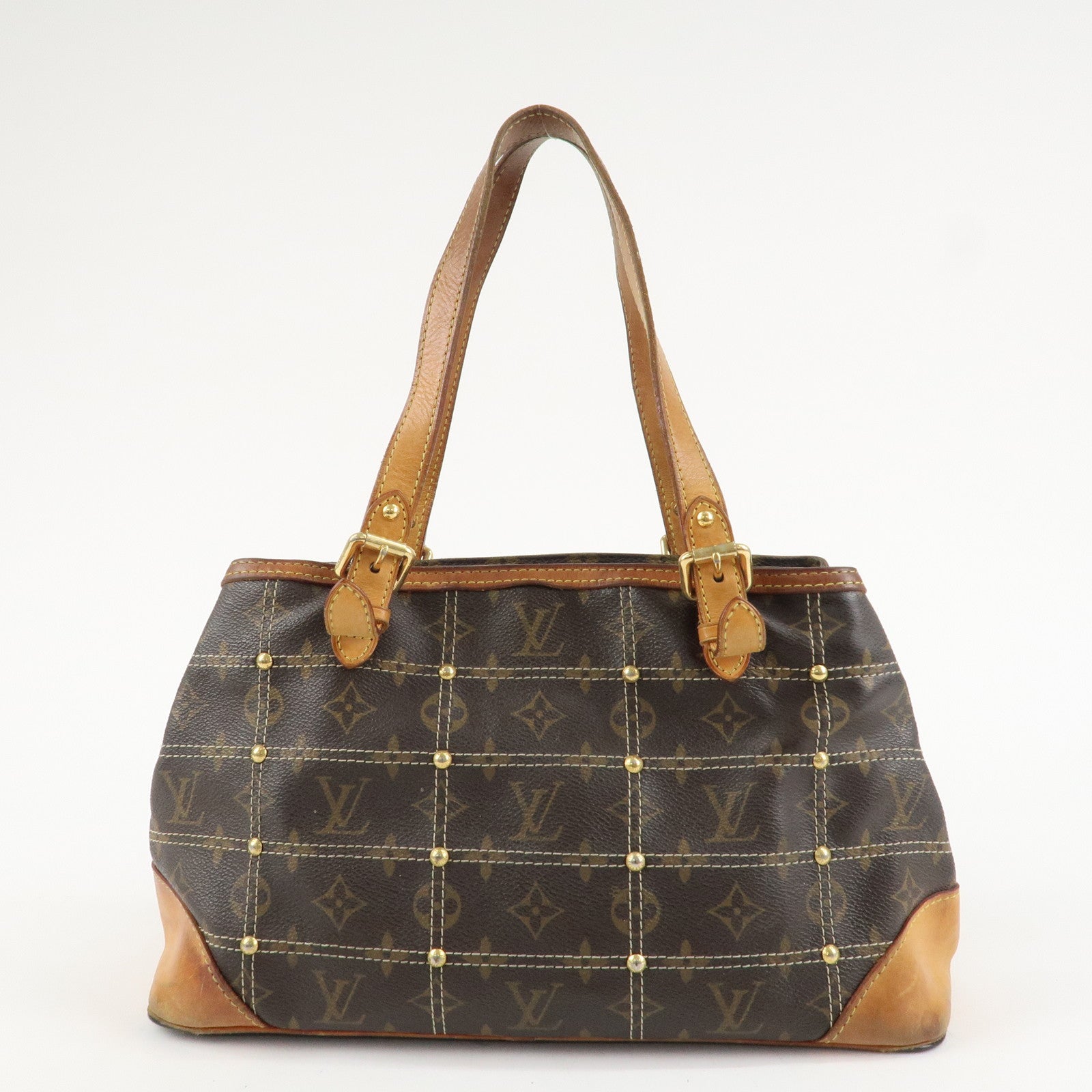 Louis Vuitton Monogram Canvas Rivet Hand Bag Shoulder Bag M40140 Used