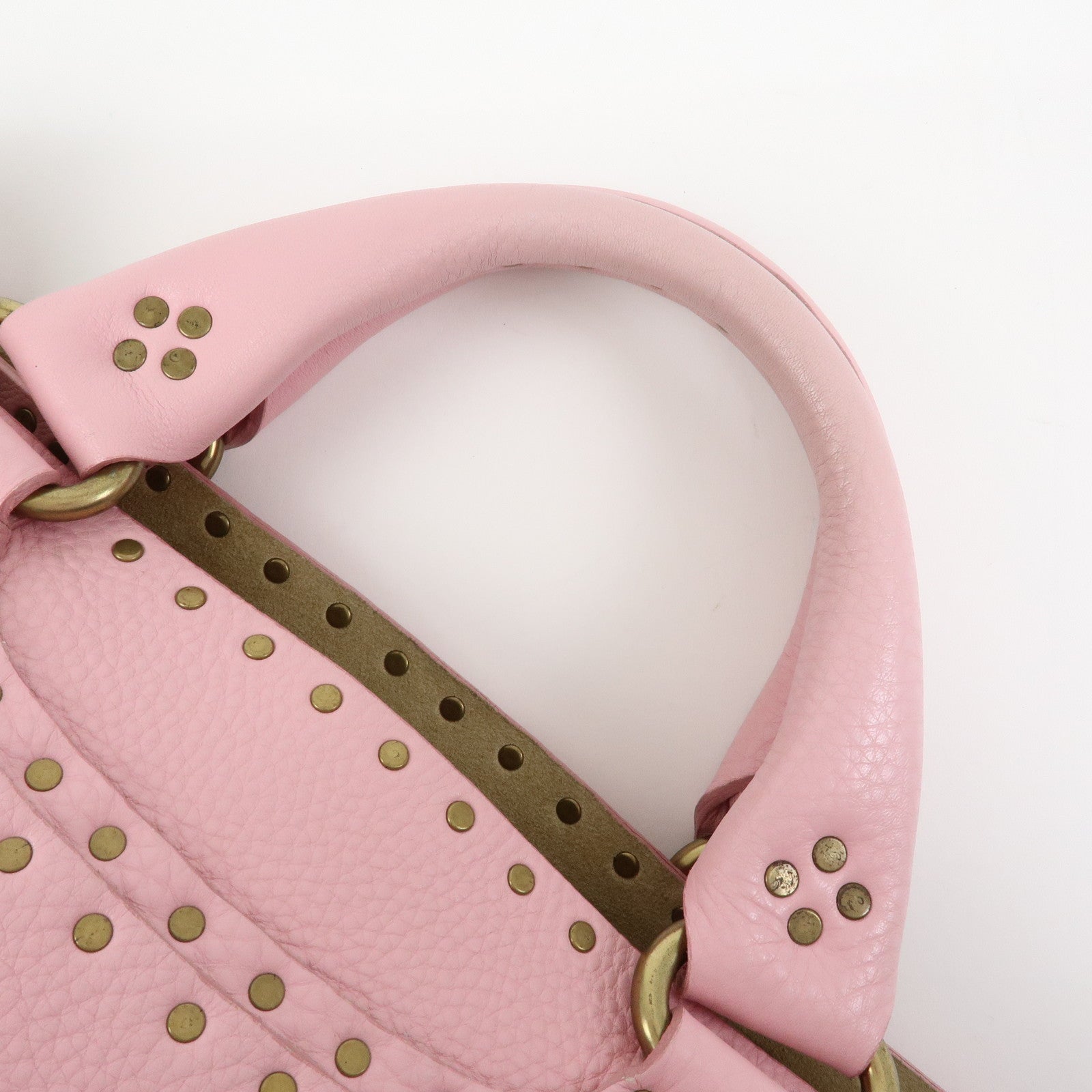 CELINE Boogie Bag Leather Studs Hand Bag Tote Bag Pink