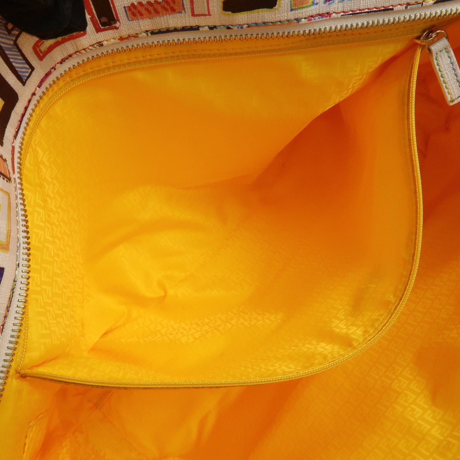 FENDI Zucca Logo Print PVC Tote Bag Multicolor White 8BH185 Used