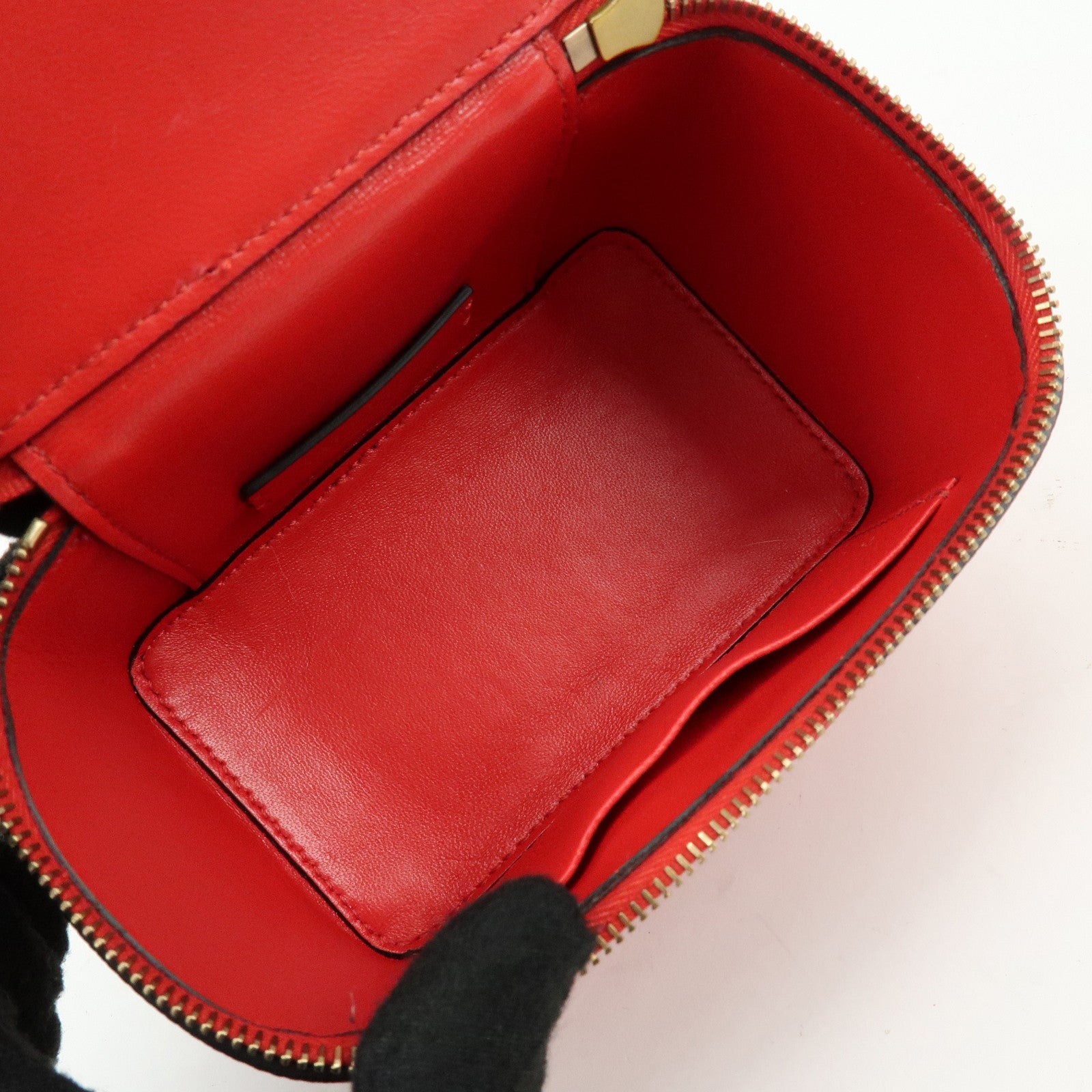 VALENTINO V Logo Leather 2Way Mini Hand Bag Chain Vanity Bag Red