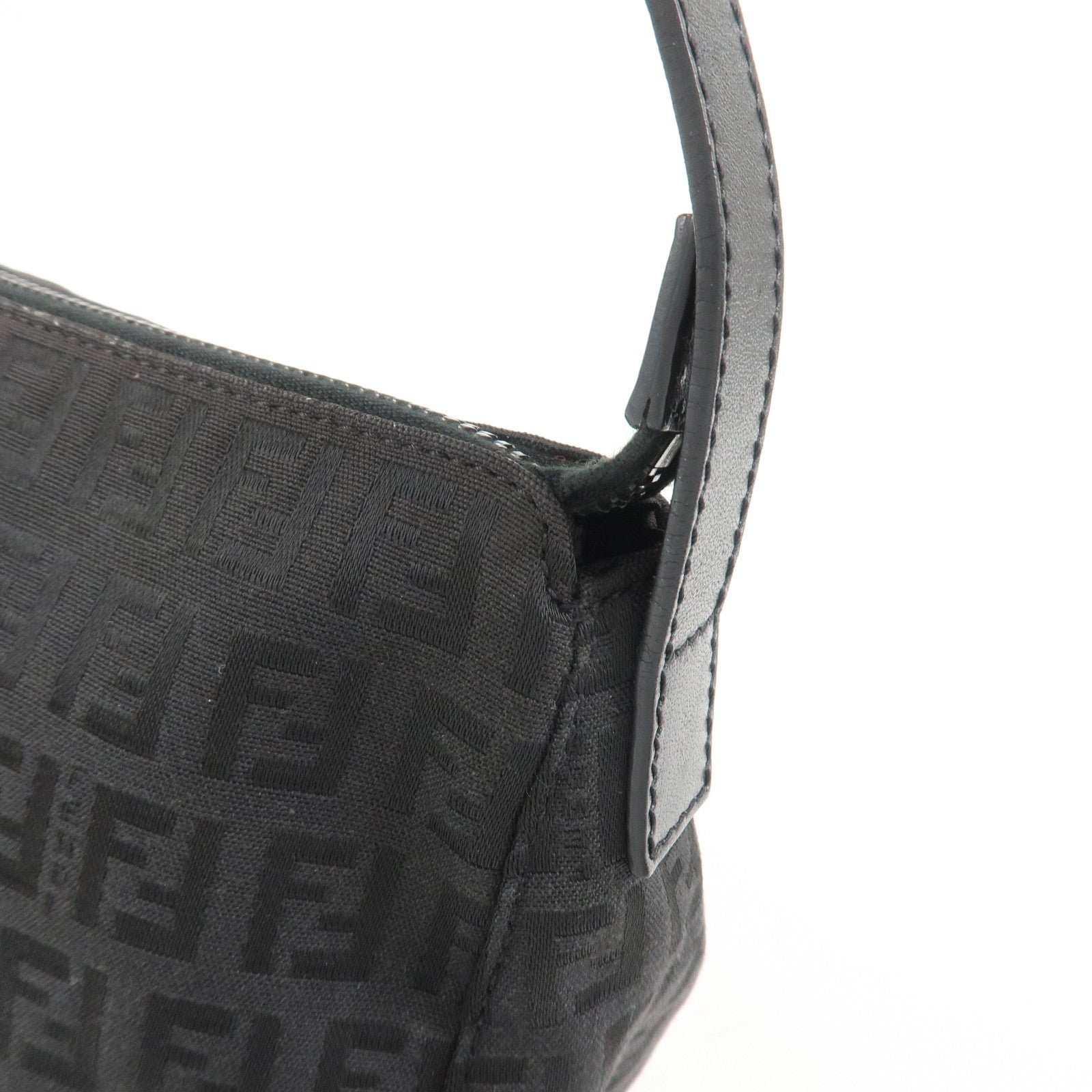FENDI Zucchino Shoulder Bag Hand Bag Black 8BR444