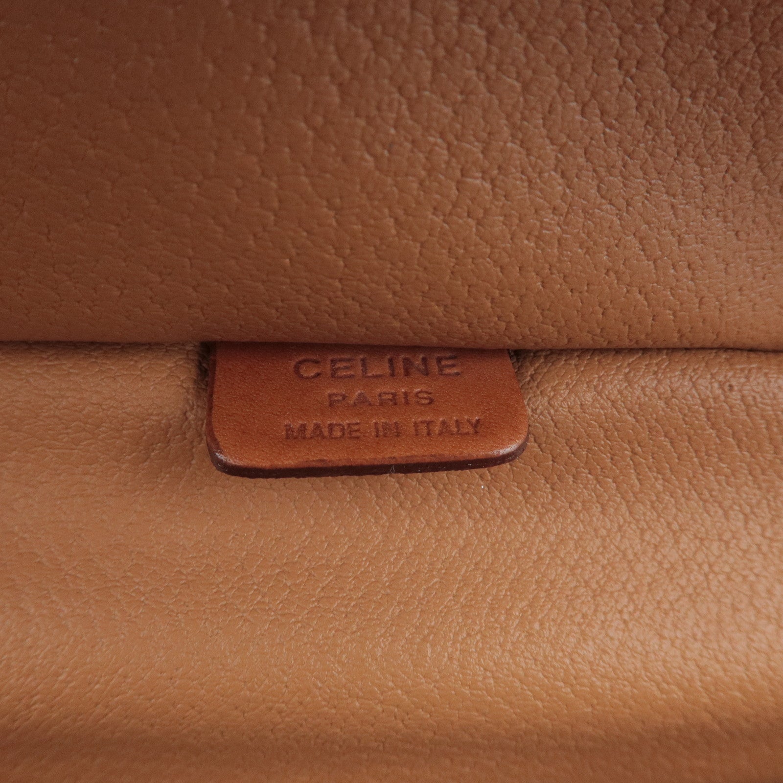 CELINE Macadam PVC Leather Hand Bag Vanity Bag Brown