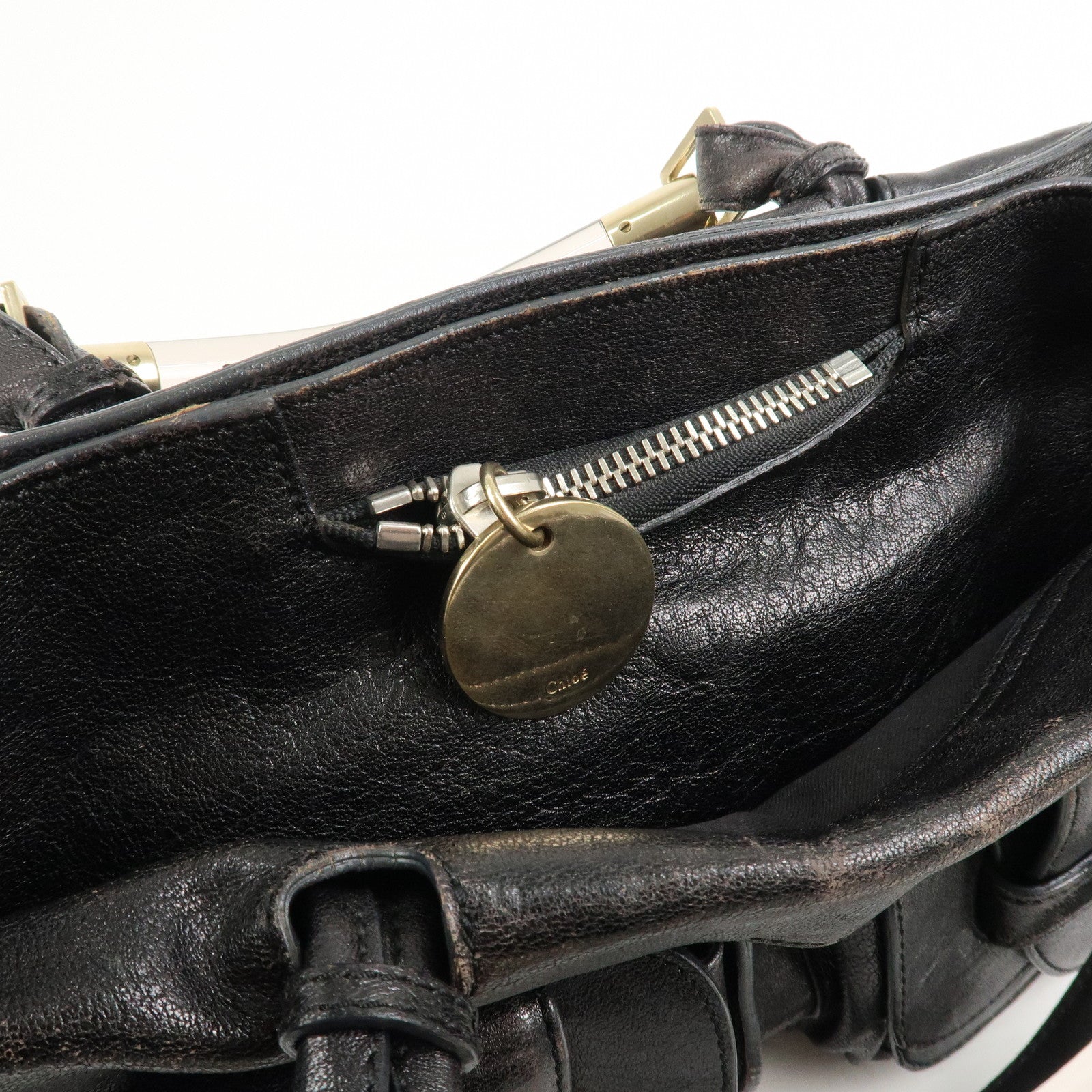 Chloe Leather Saskia 2Way Bag Hand Bag Shoulder Bag Black