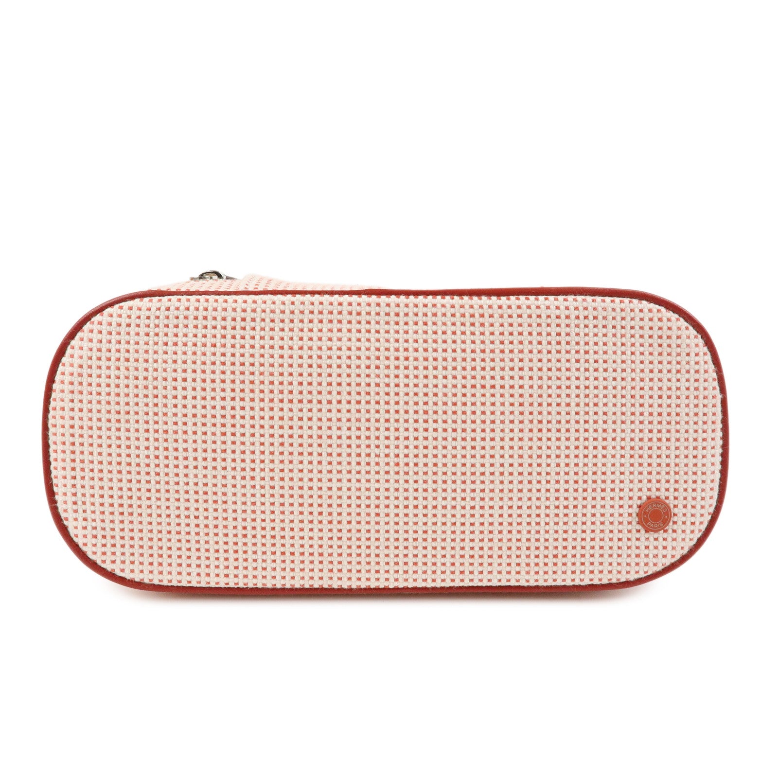 HERMES Escales Toilette H Cotton 100% Leather Pouch Cosmetics Pouch