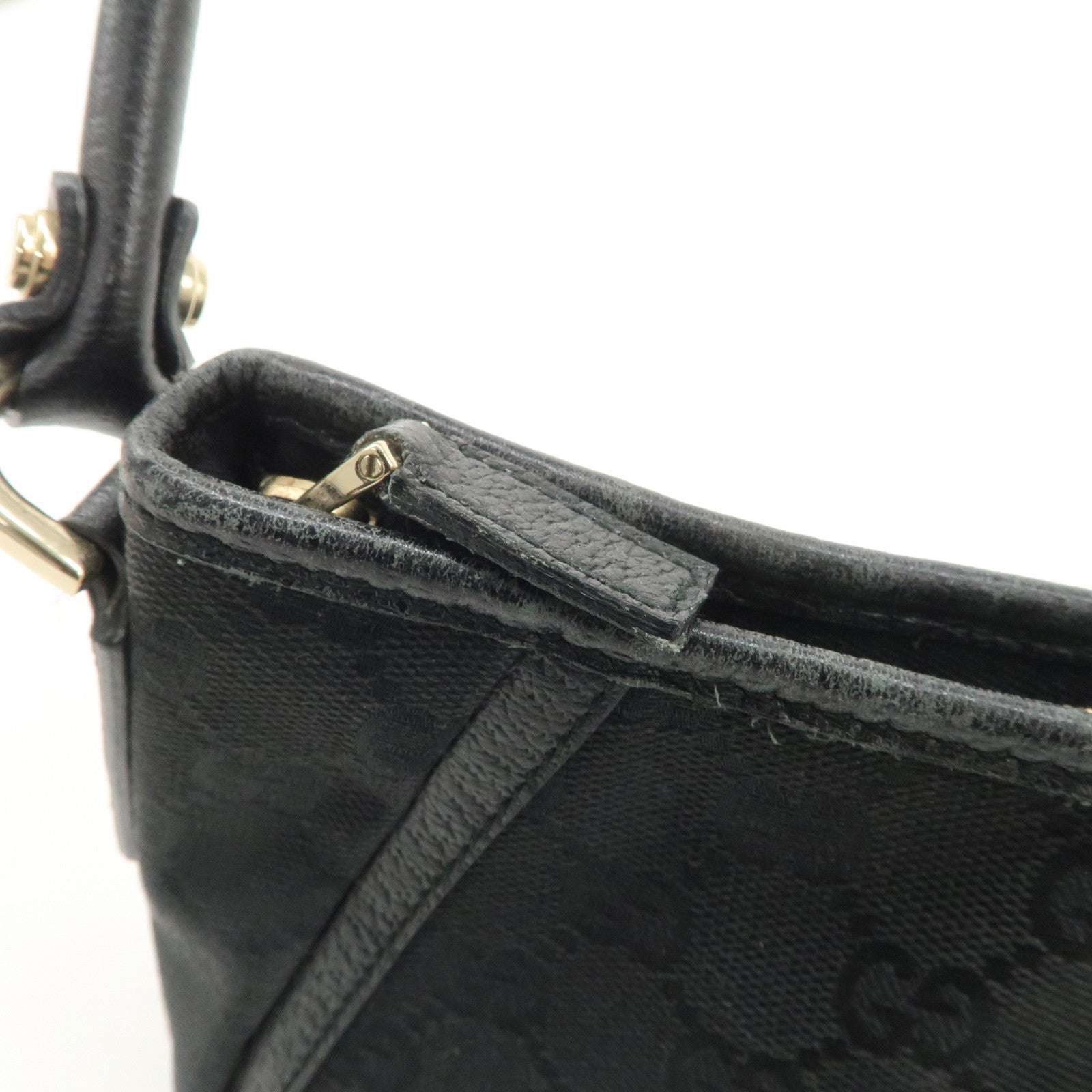 GUCCI Abbey GG Canvas Leather One Shoulder Bag Black Gold Hardware 130939 Used