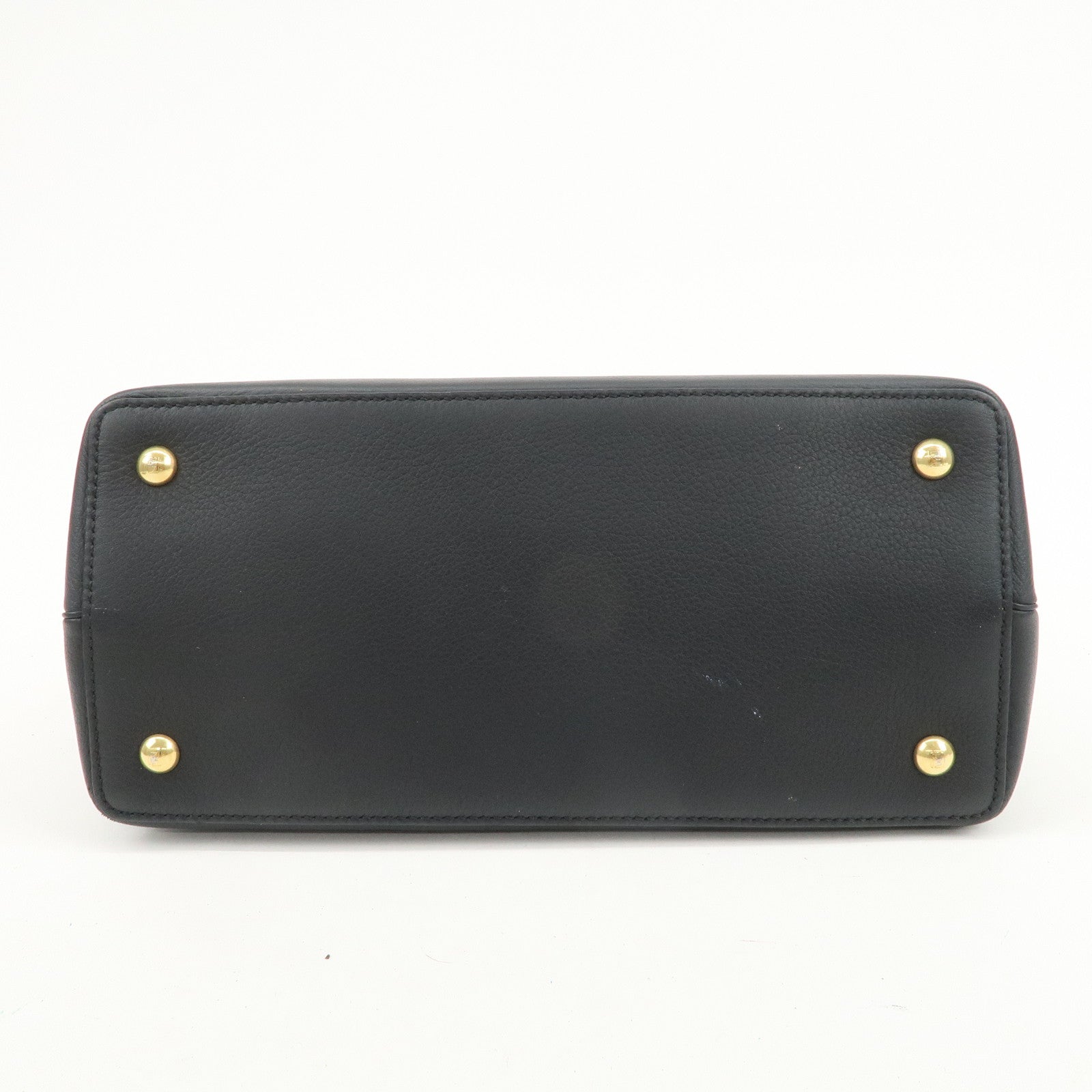 FENDI Petit 2Jours Leather 2Way Bag Hand Bag Black 8BH253