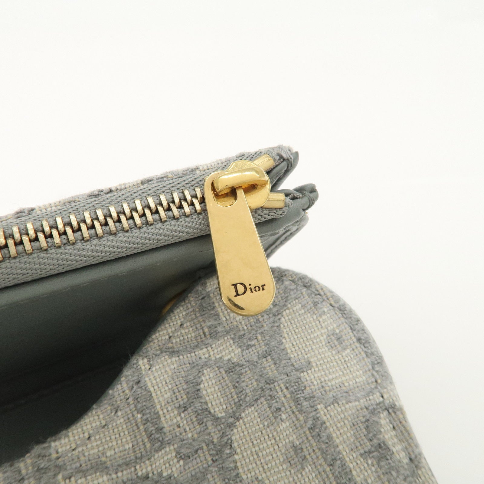 Christian Dior Oblique Jacquard Saddle Lotus Wallet Gray