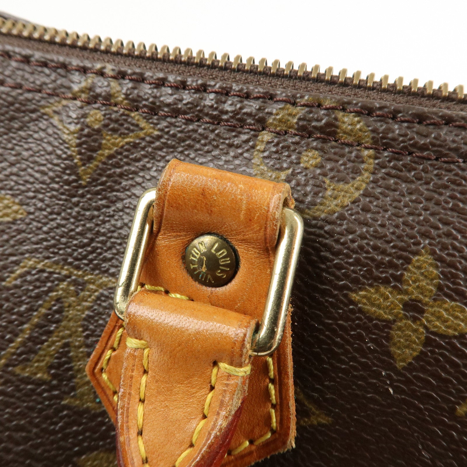 Louis Vuitton Monogram Canvas Leather Speedy 25 Boston Bag M41528