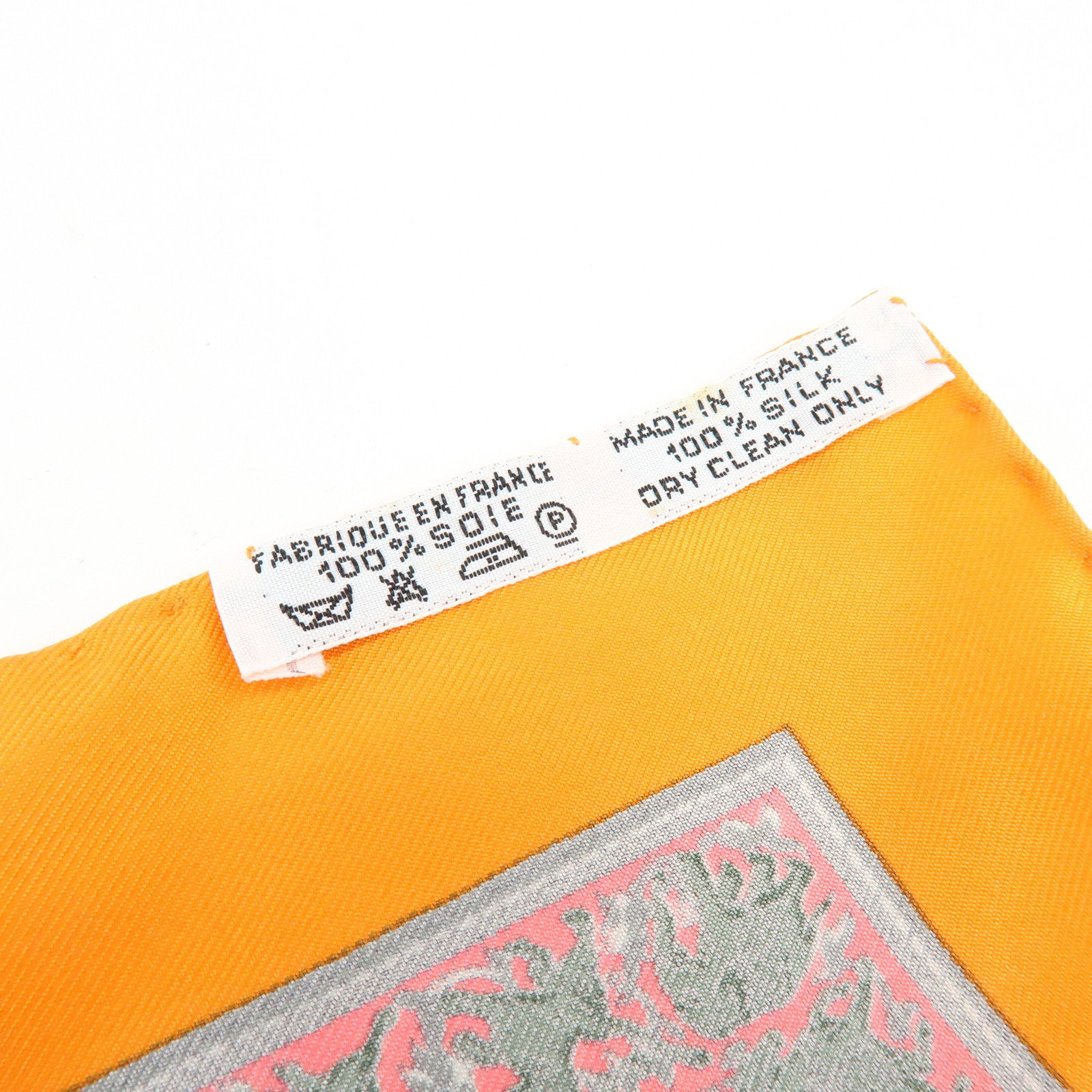 HERMES Carre 42 Set of 2 Silk 100% Scarf Orange Gold Navy