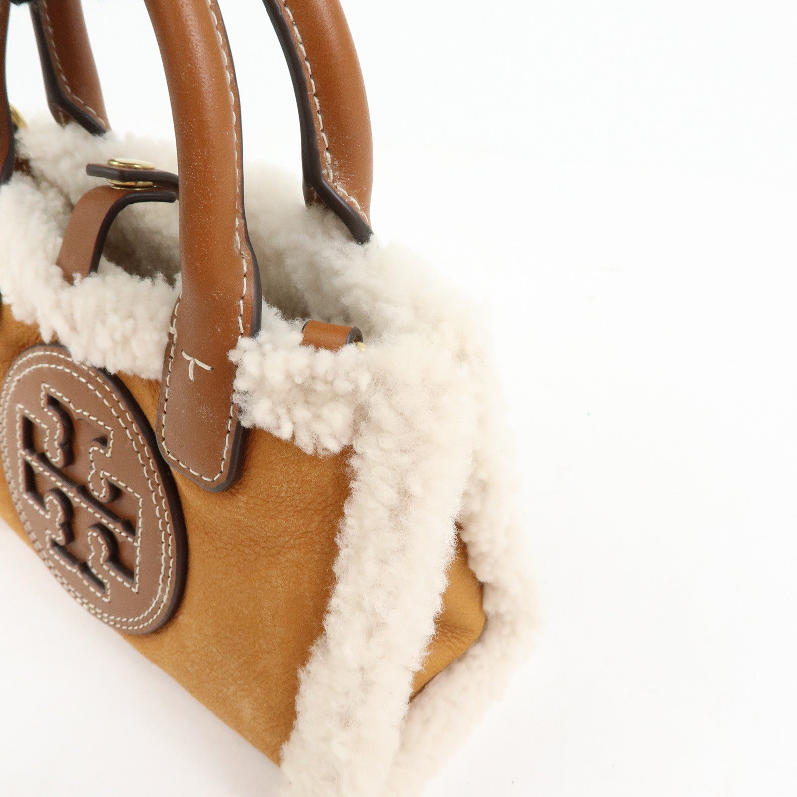 TORY BURCH Double T Ella Mouton Leather 2Way Hand Shoulder Bag