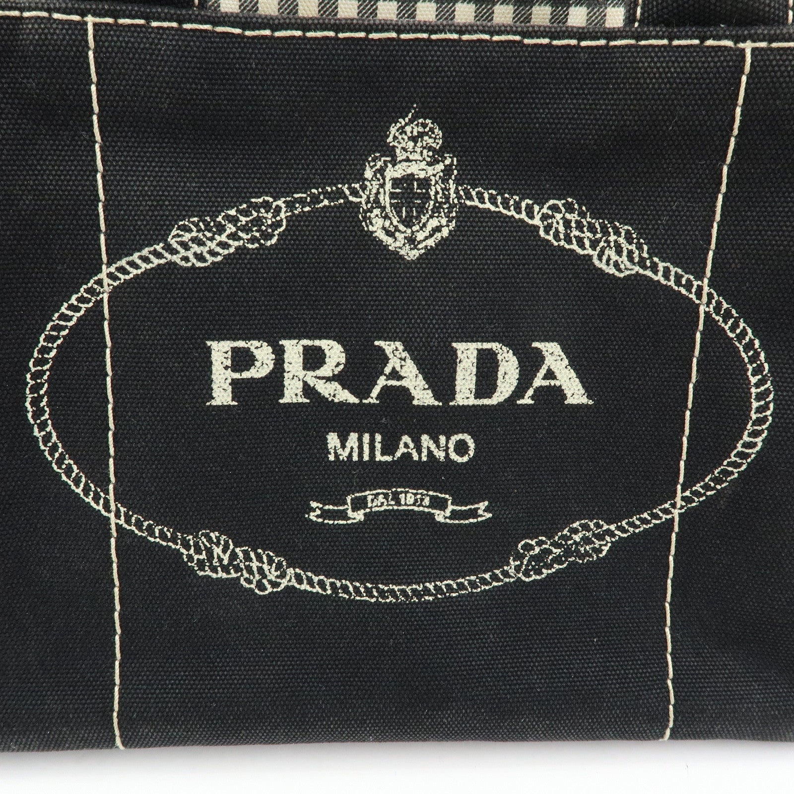 PRADA Canapa Mini Triangle Logo Canvas 2Way Hand Bag Black 1BG439