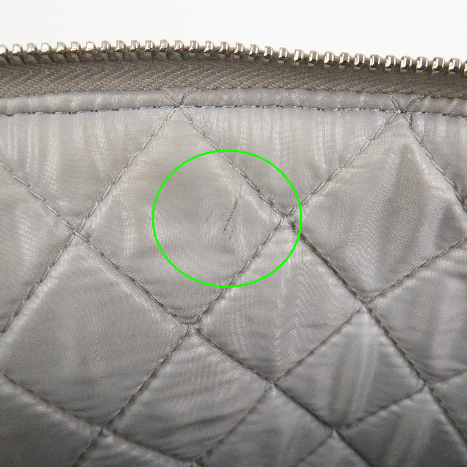 CHANEL Deauville Nylon Canvas Pouch Clutch Bag Light Gray A80118