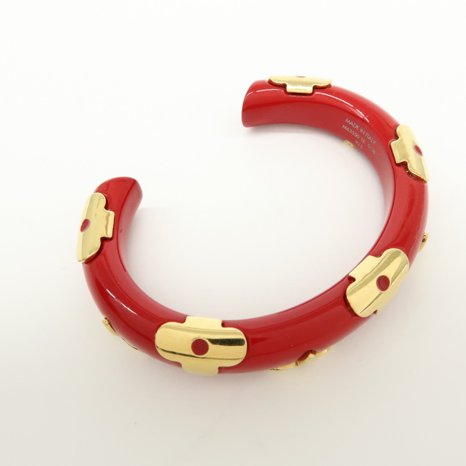 Louis Vuitton Monogram Ceramic Metal Bracelet Bangle Red Gold