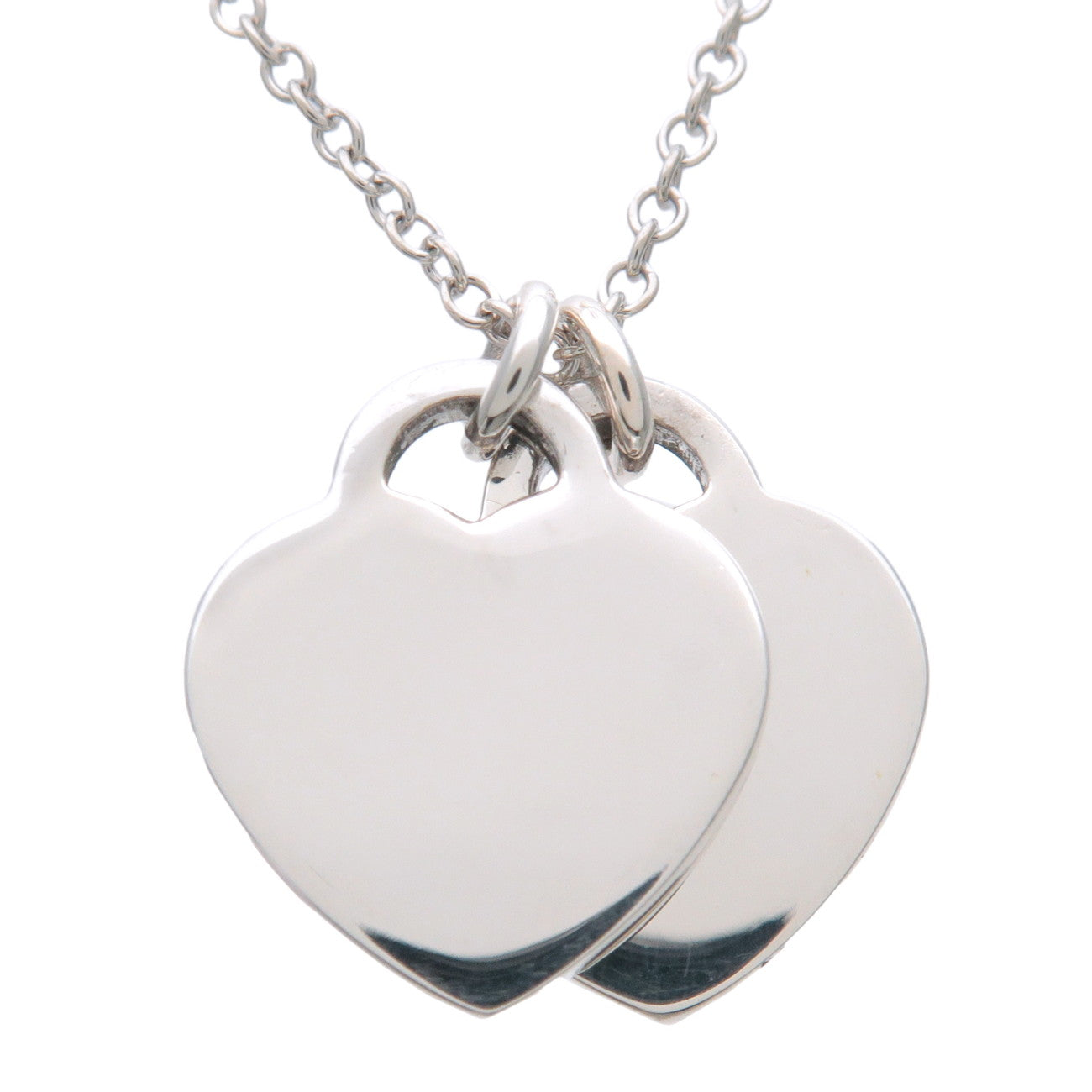 Tiffany & Co Return to Tiffany 1P Diamond Double Heart Tag Necklace