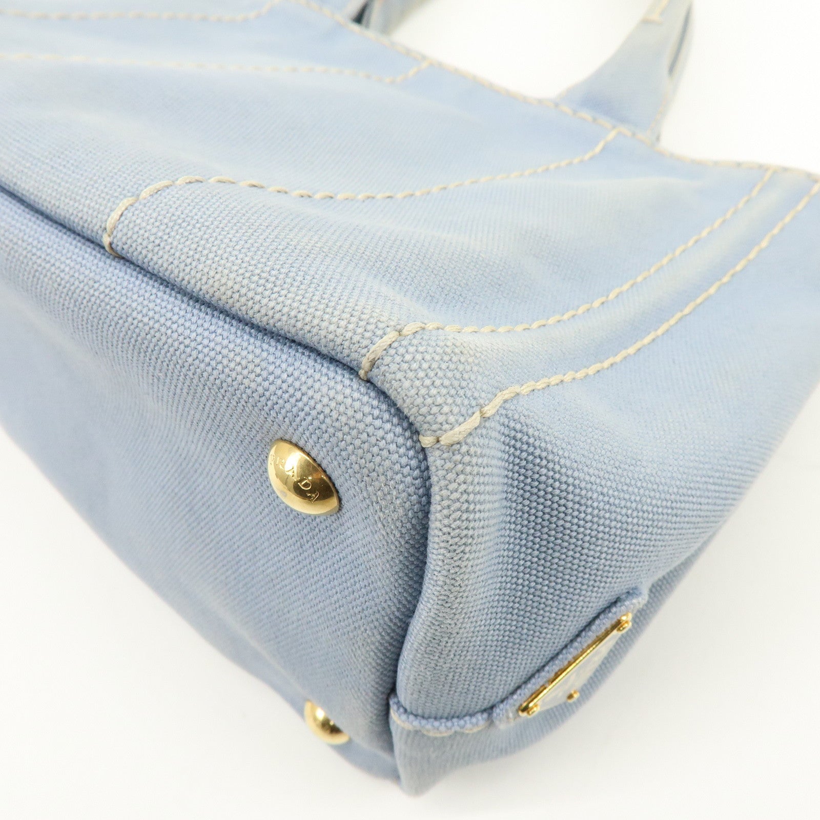 PRADA Canapa Mini Canvas 2Way Bag Hand Bag Light Blue 1BG439