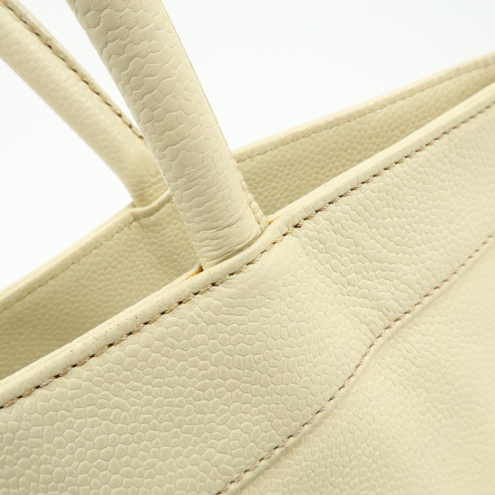 CHANEL COCO Mark Caviarskin Tote Bag Shoulder Bag Hand Bag Ivory