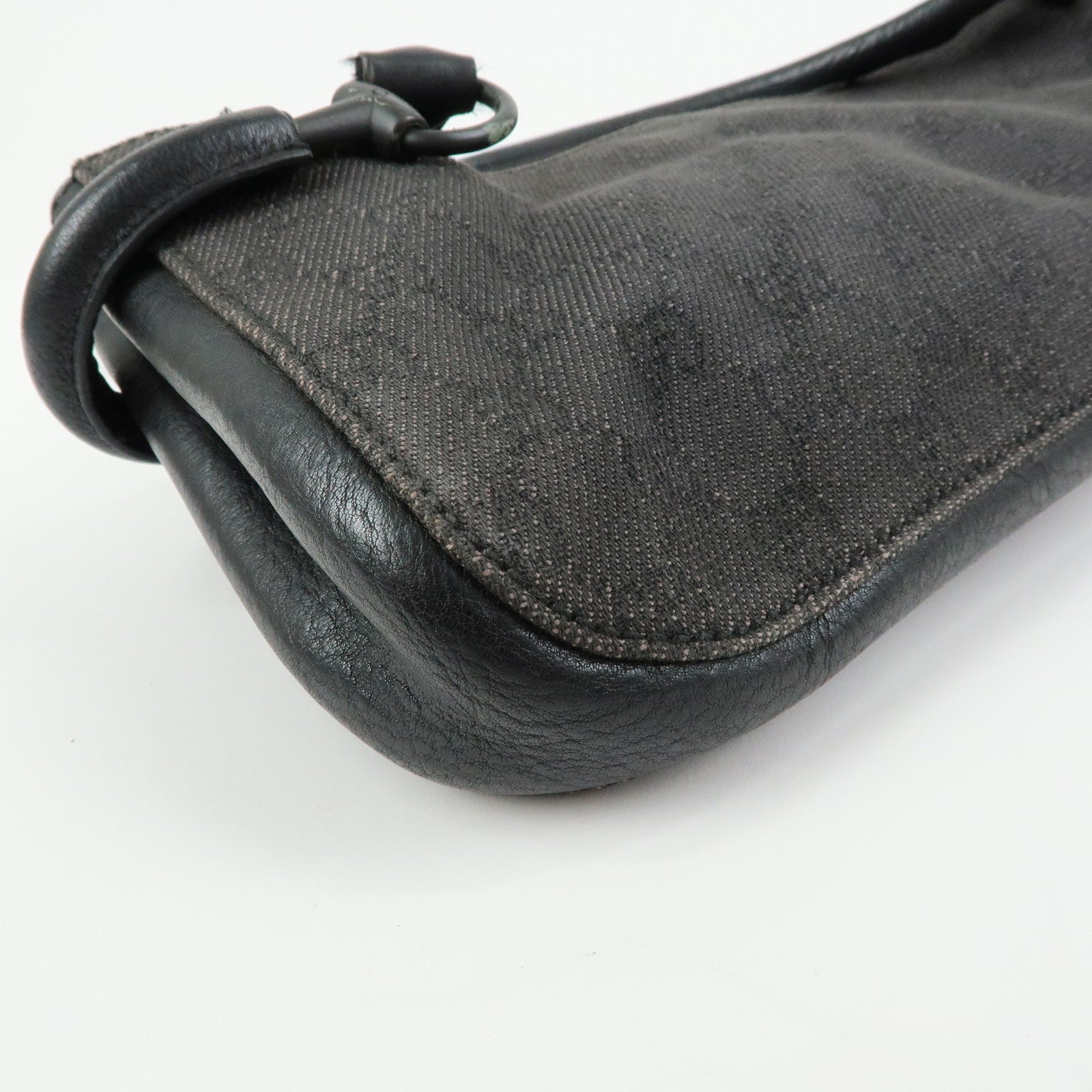 GUCCI GG Denim Leather Shoulder Bag Hand Bag Black 101345