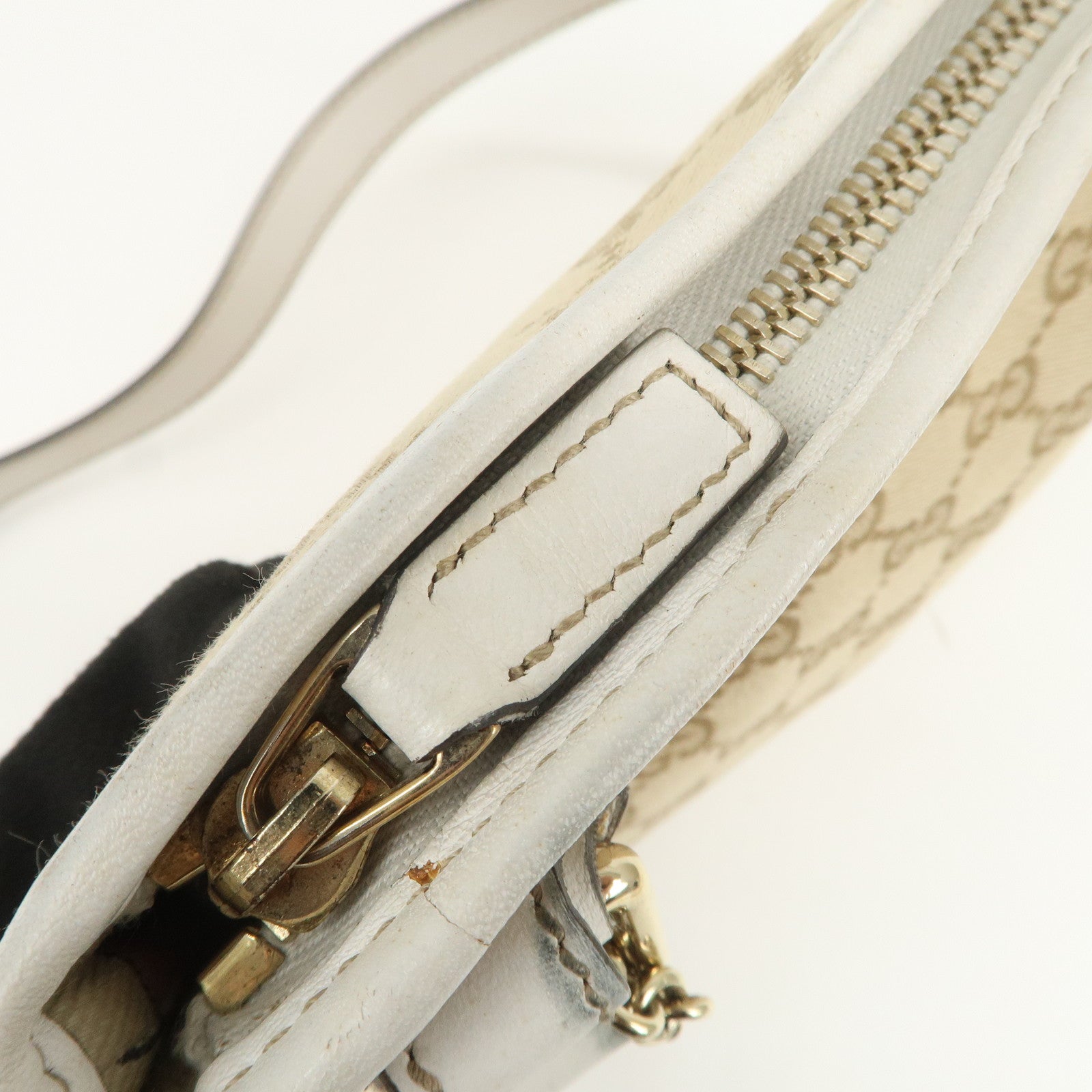 GUCCI Sherry GG Canvas Leather Shoulder Bag Beige Pink 144388