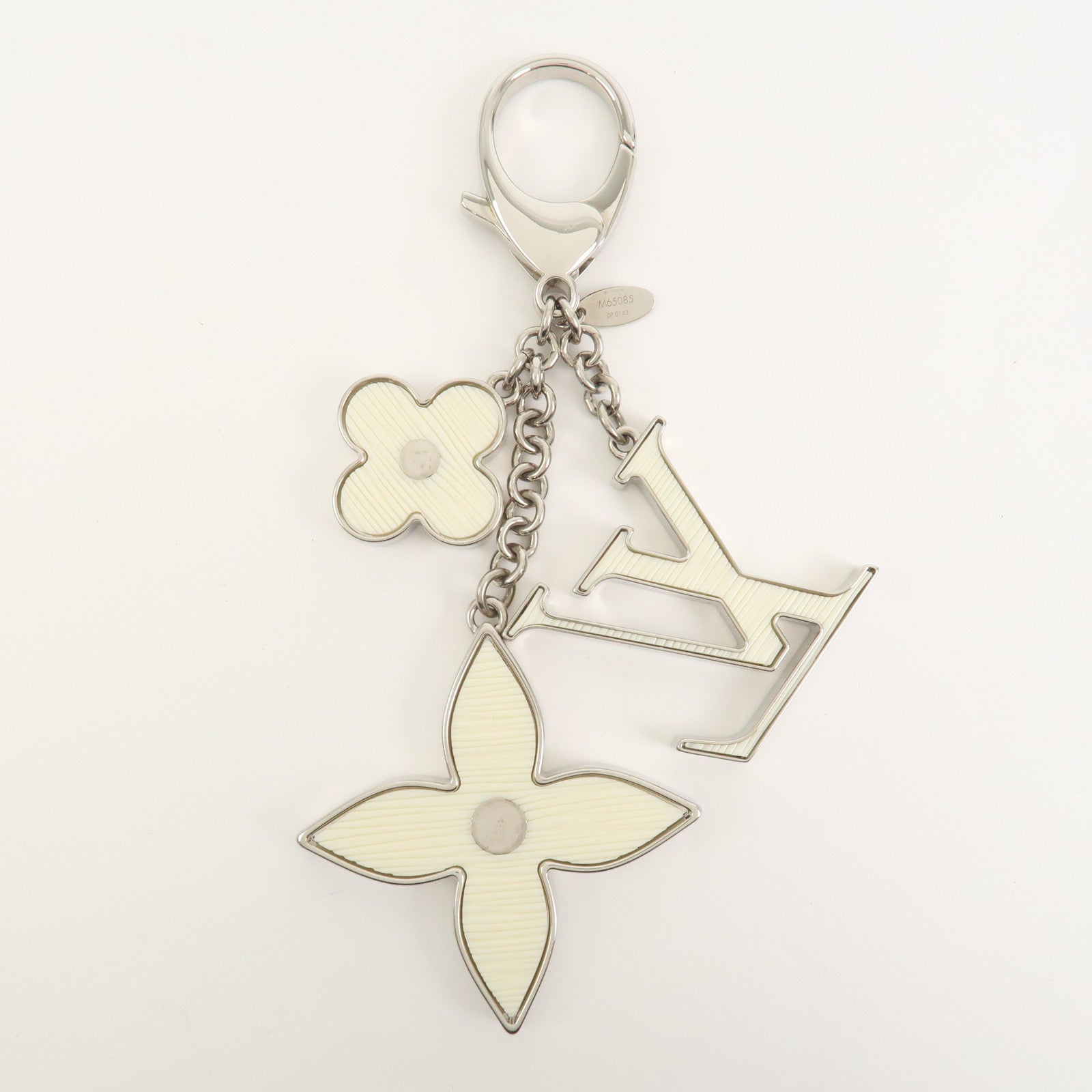 Louis Vuitton Bijoux Sac Fleur de Epi Bag Charm Silver White M65085