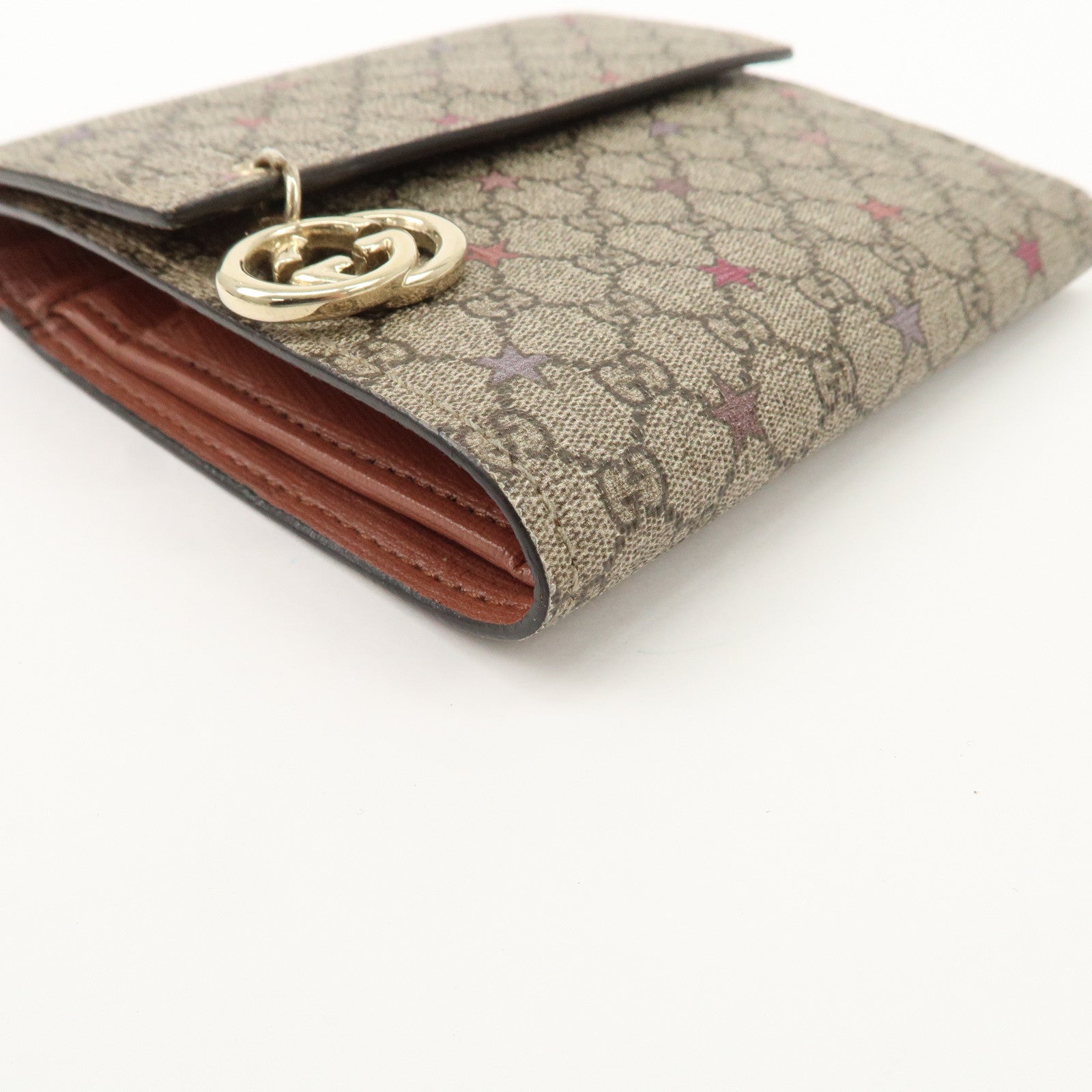 GUCCI Interlocking G GG Supreme Star Tri-Fold Compact Wallet 212106 Used