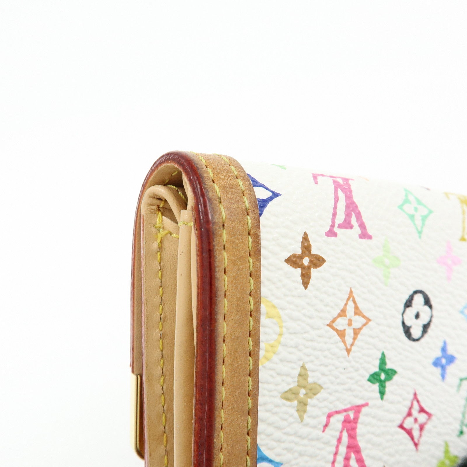 Louis Vuitton Multicolor Porte Monnaie Plat Coin Case Blanc M92657