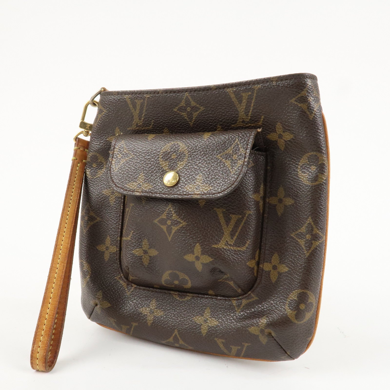 Louis Vuitton Monogram Partition Pouch Wristlet Bag M51901 Used