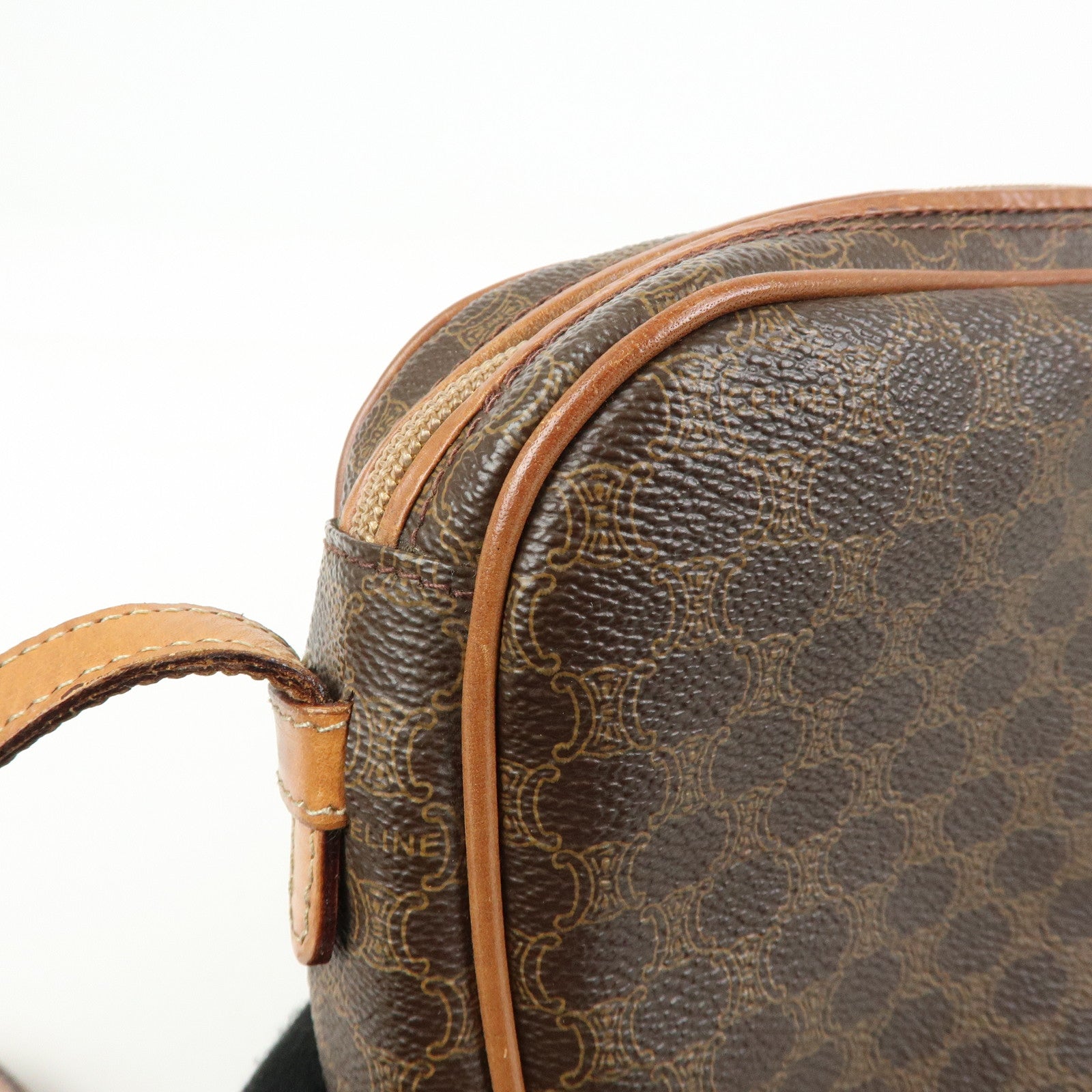 CELINE Macadam PVC Leather Shoulder Bag Crossbody Bag Brown