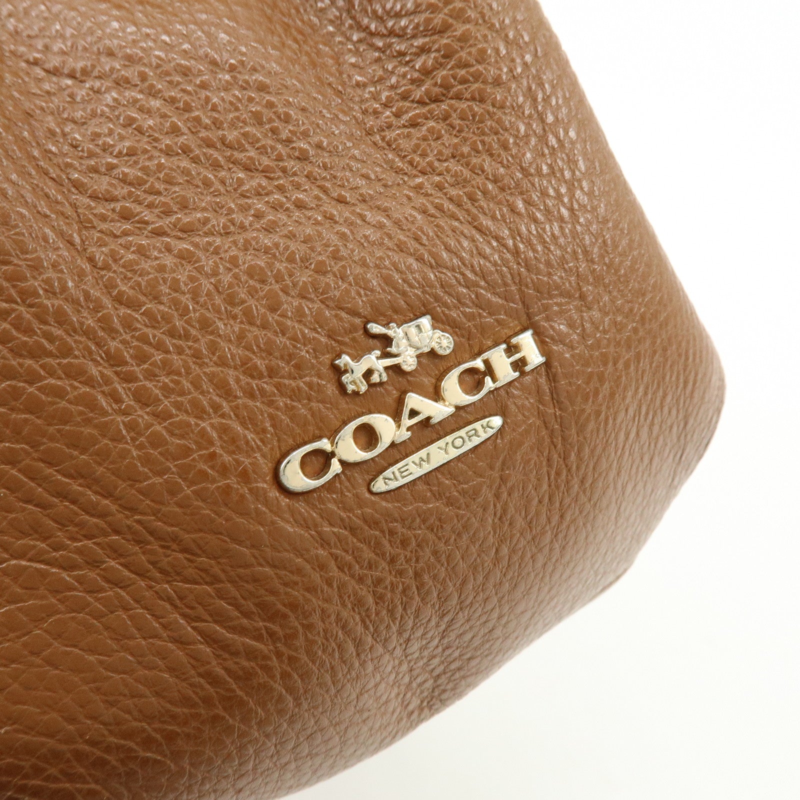 COACH Leather Shoulder Bag Hand Bag Brown