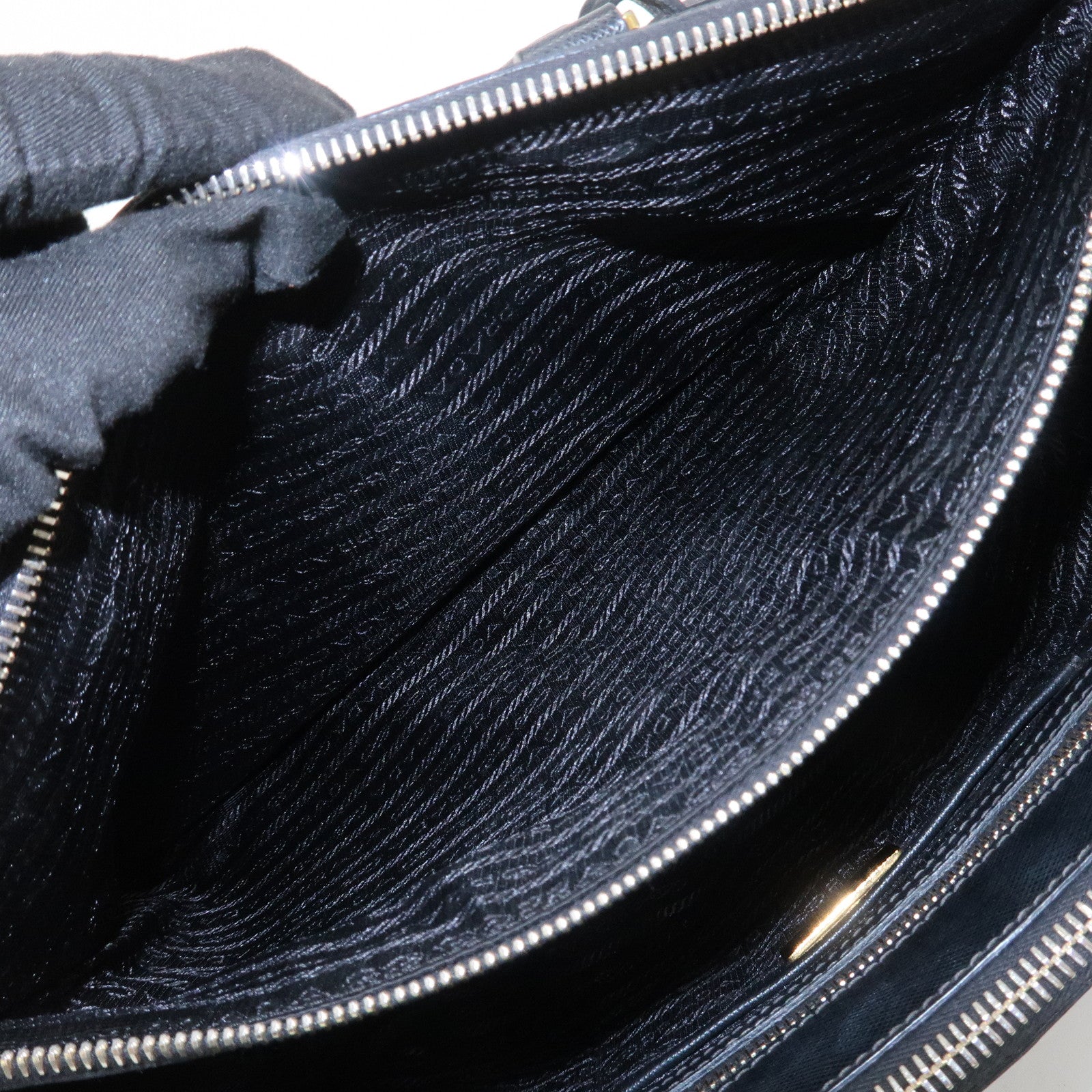 PRADA Galleria Triangle Logo Saffiano Leather 2Way Bag Black BN2274