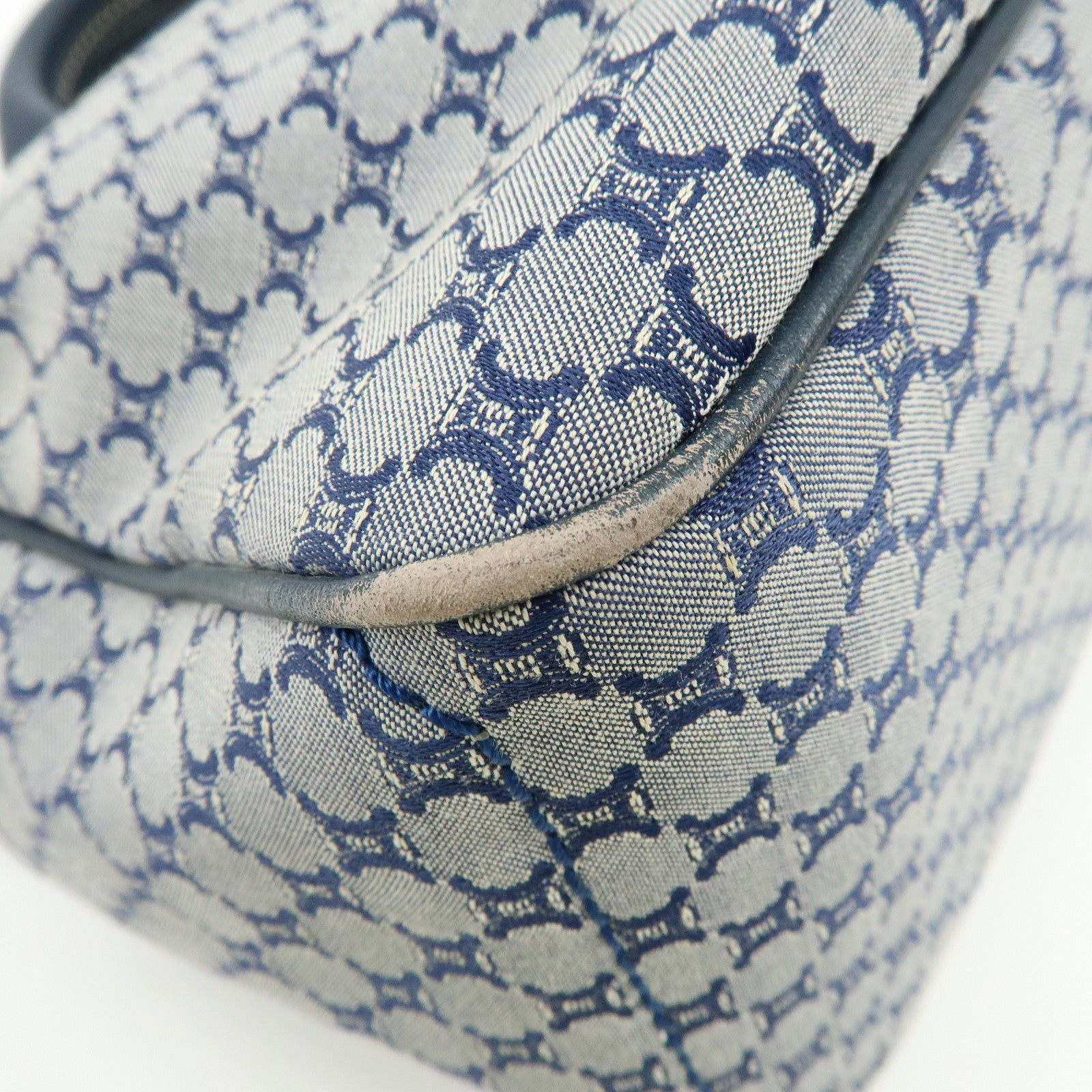 CELINE Macadam Canvas Leather Boogie Bag Hand Bag Navy