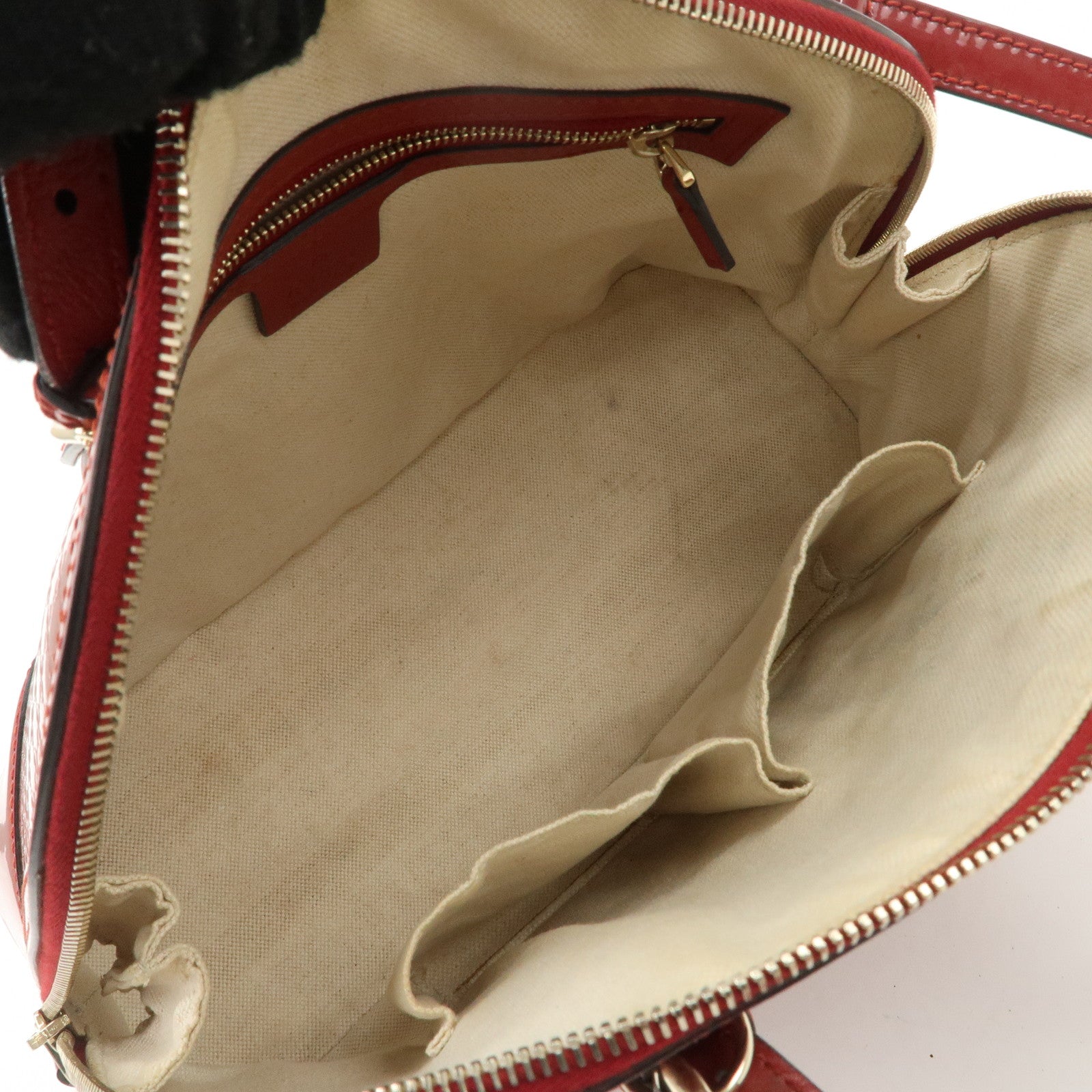 GUCCI Micro Guccissima Patent Leather 2way Hand Bag Red 309617 Used