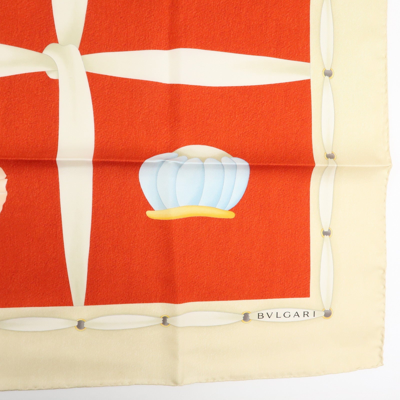 BVLGARI Silk 100% Scarf Topkapi Keffiyeh Red Beige