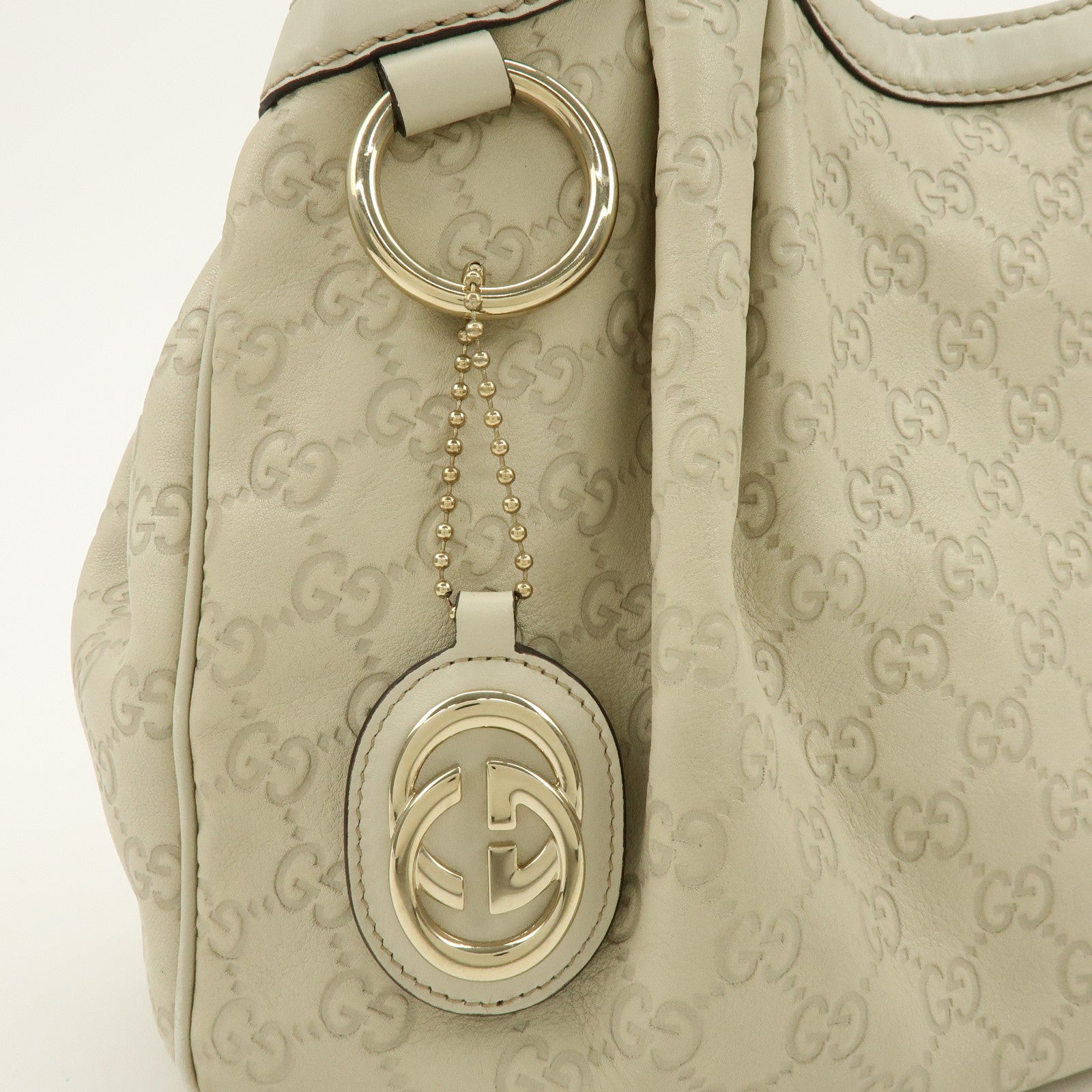GUCCI Sukey Guccissima Leather Tote Bag Hand Bag White 211944