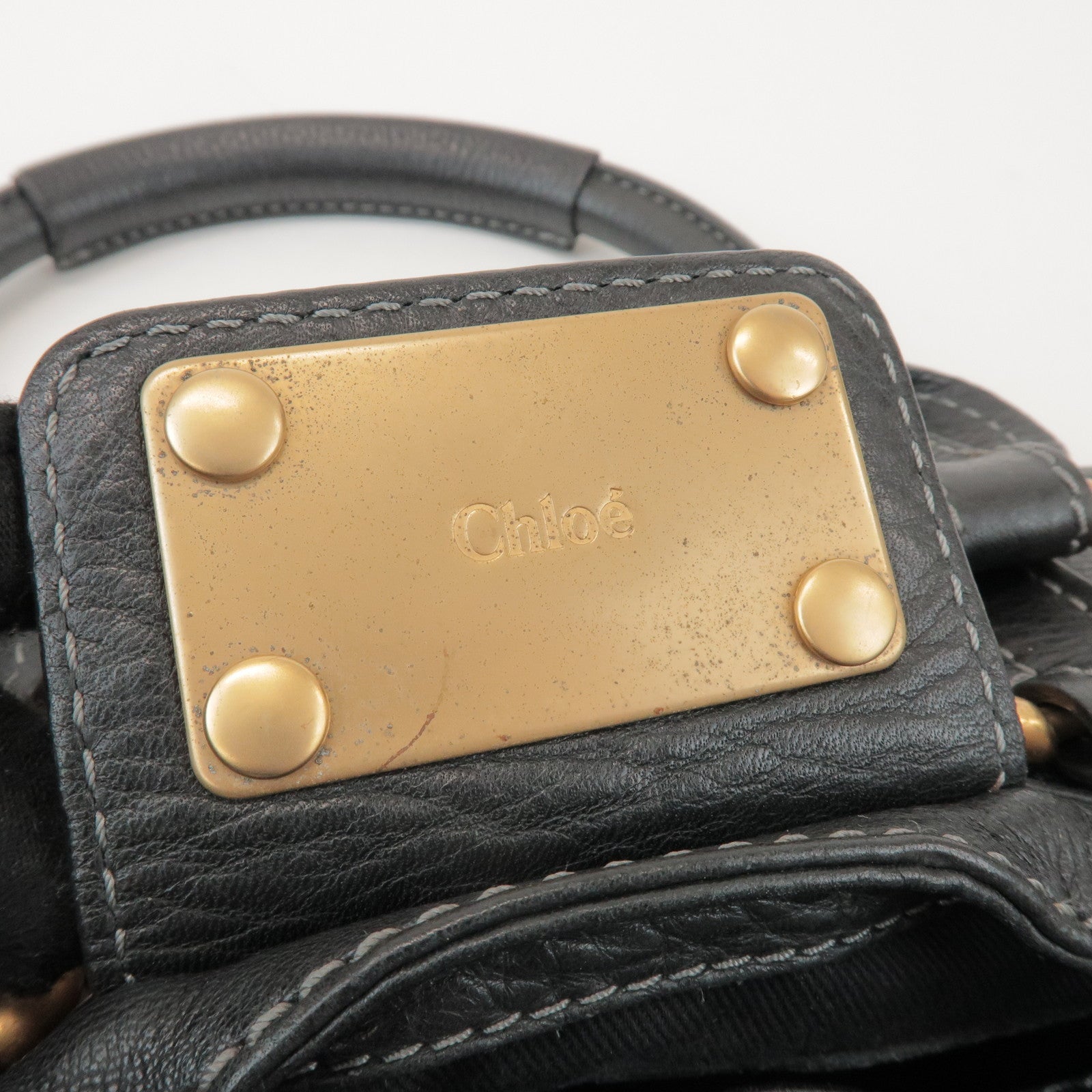 Chloe Logo Paddington Mini Leather Hand Bag Cadena Black