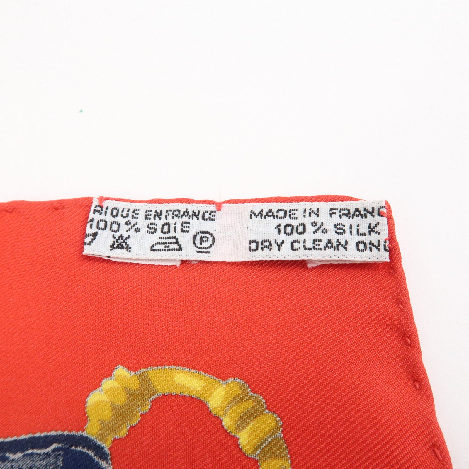 HERMES Carre 90 Silk 100% Scarf Soleil de Soie Gold Red Navy