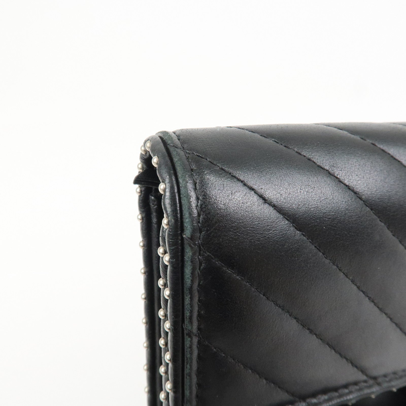 CHANEL COCO Mark V Stitch Leather Flap Long Wallet Black A81217