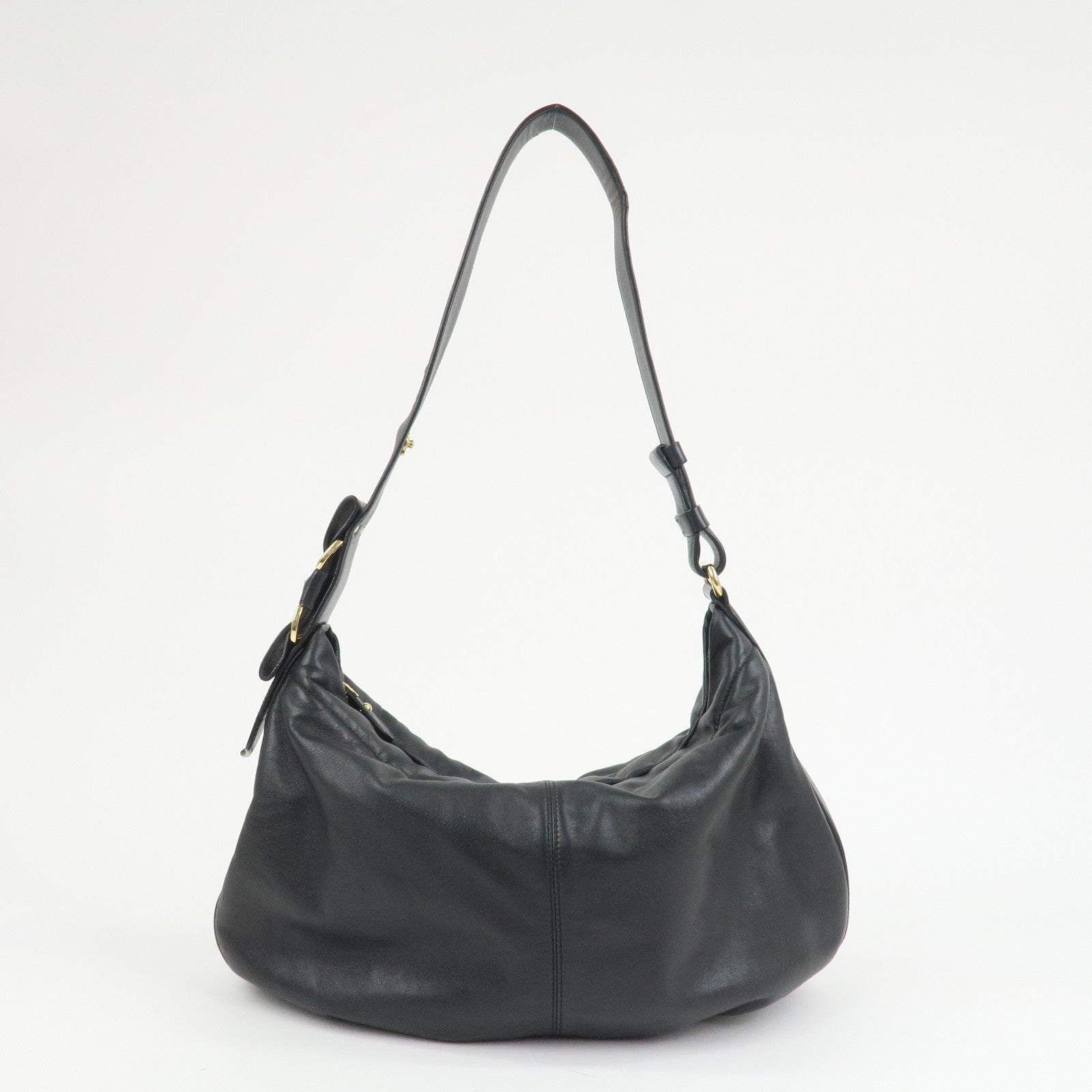 Ferragamo Vara Ribbon Leather Shoulder Bag Hand Bag Black