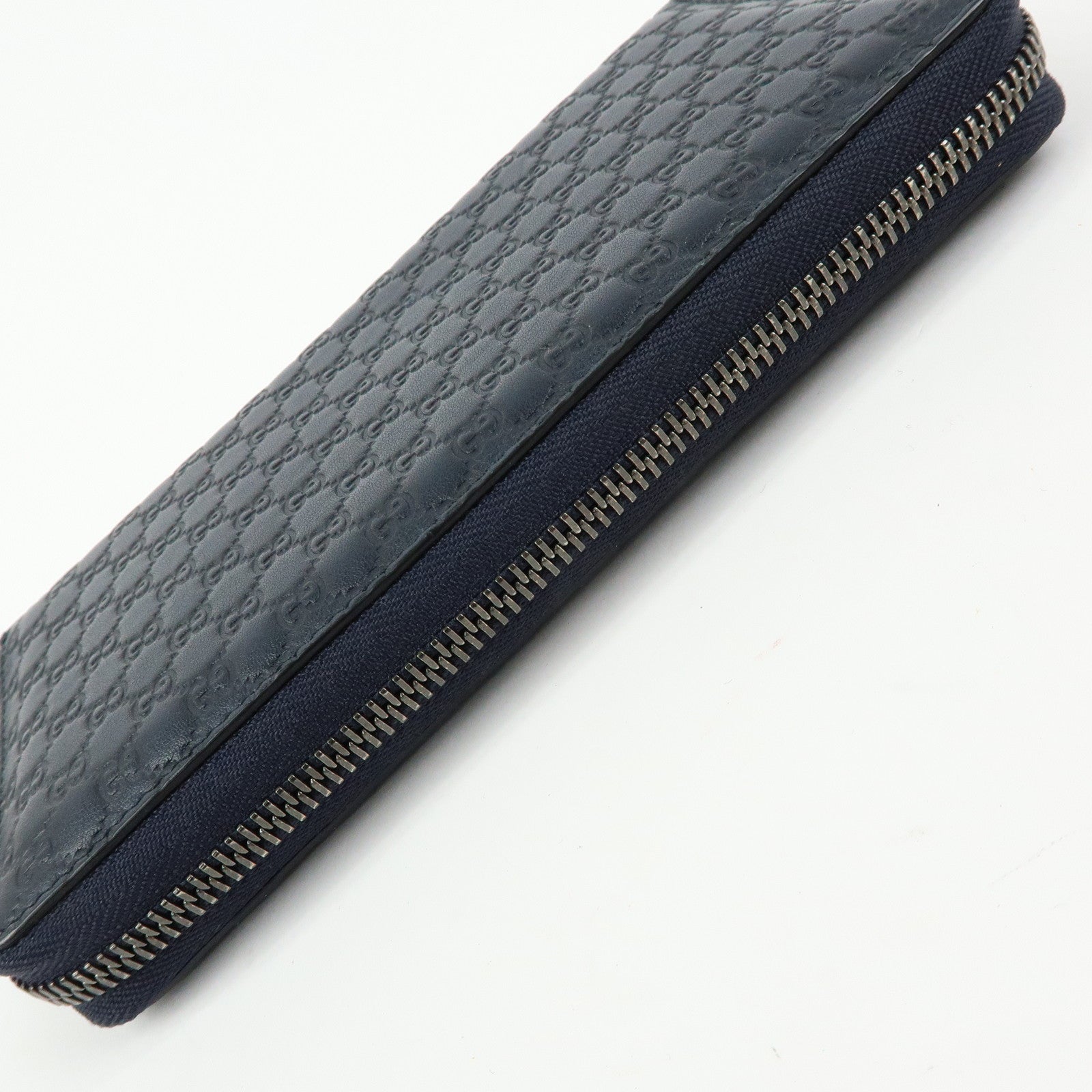 GUCCI Microguccissima Leather Round Zippy Long Wallet Navy 307987