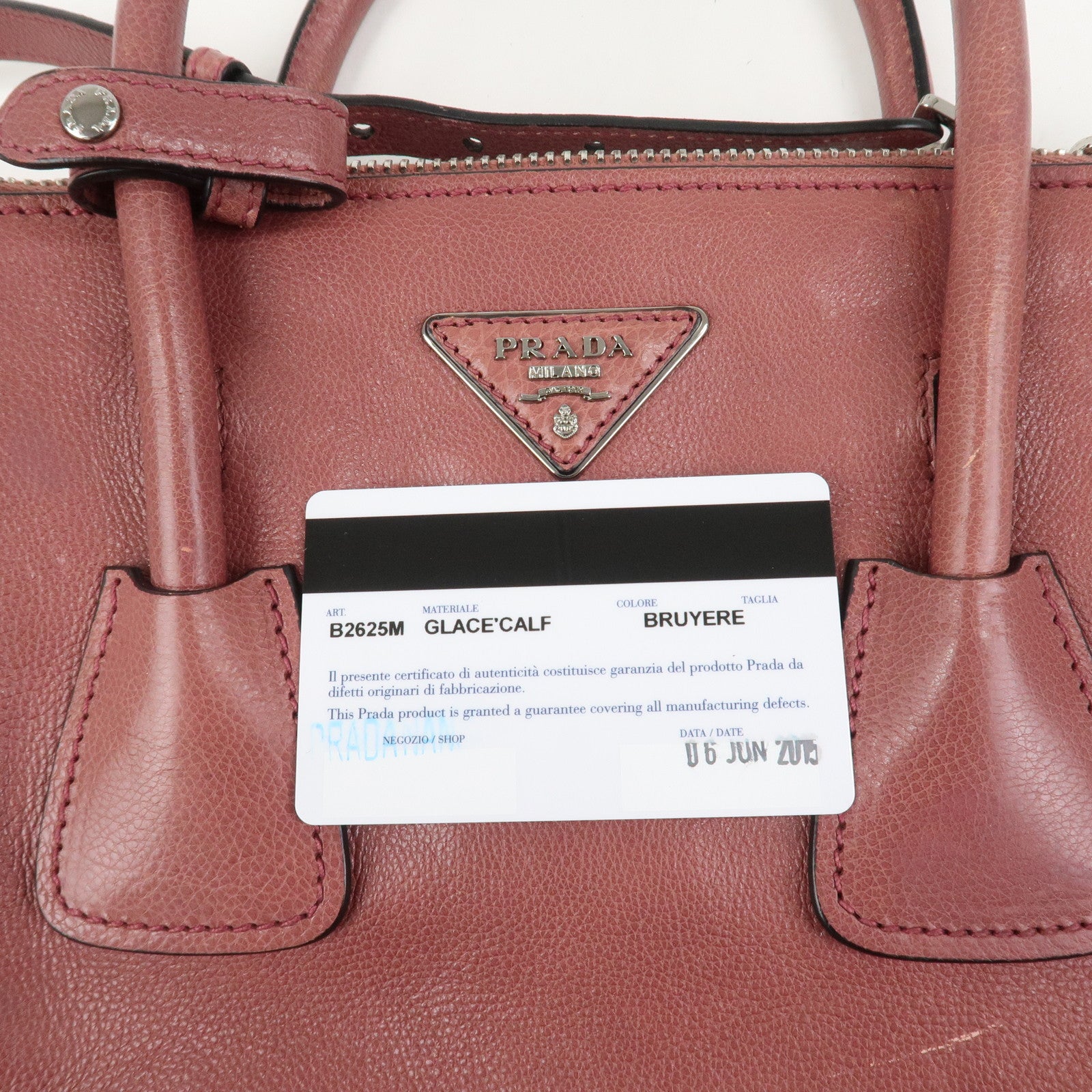 PRADA Triangle Logo Leather 2Way Bag Tote Bag Hand Bag Pink B2625M
