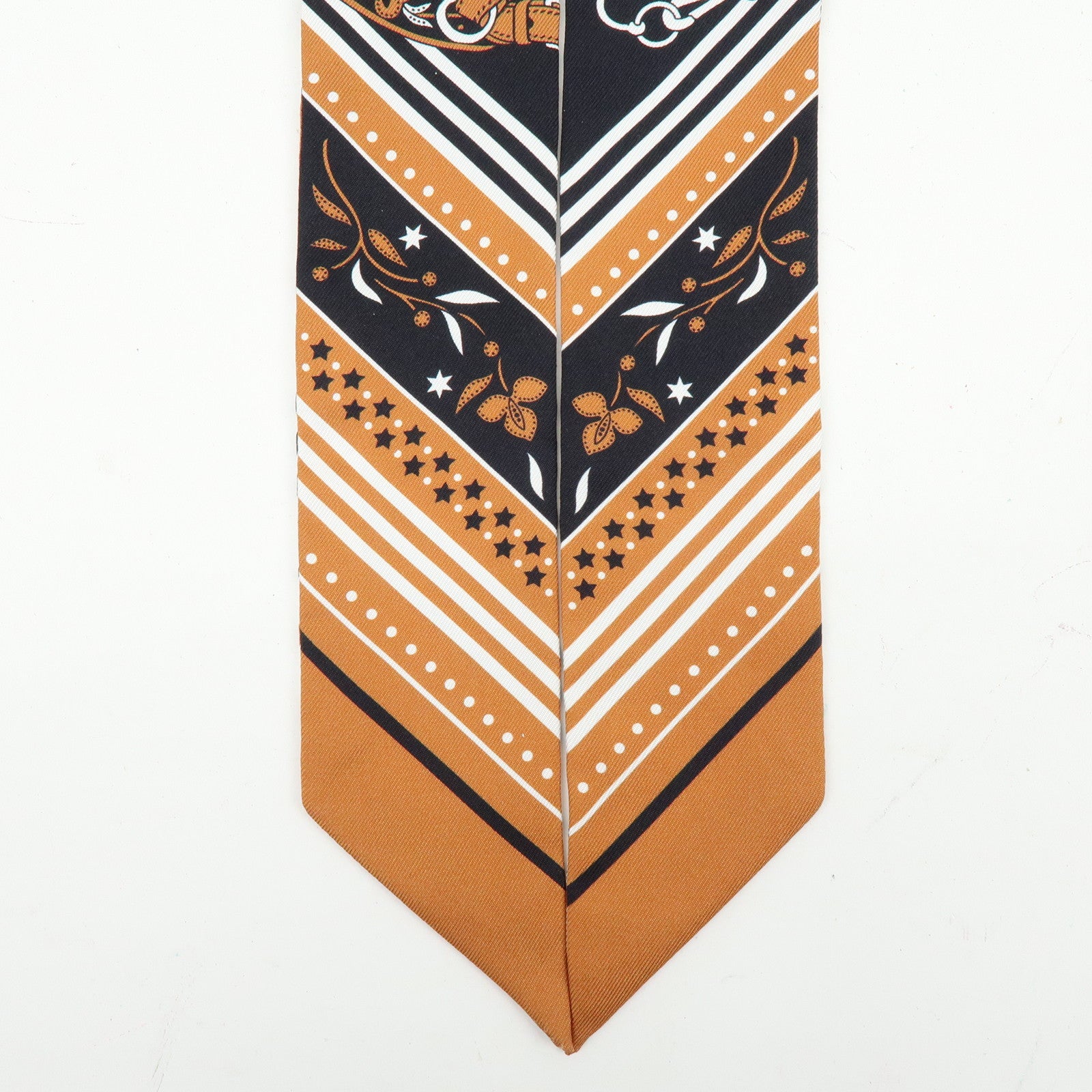 HERMES Silk 100% Twilly Festival Des Amazones Brown Black