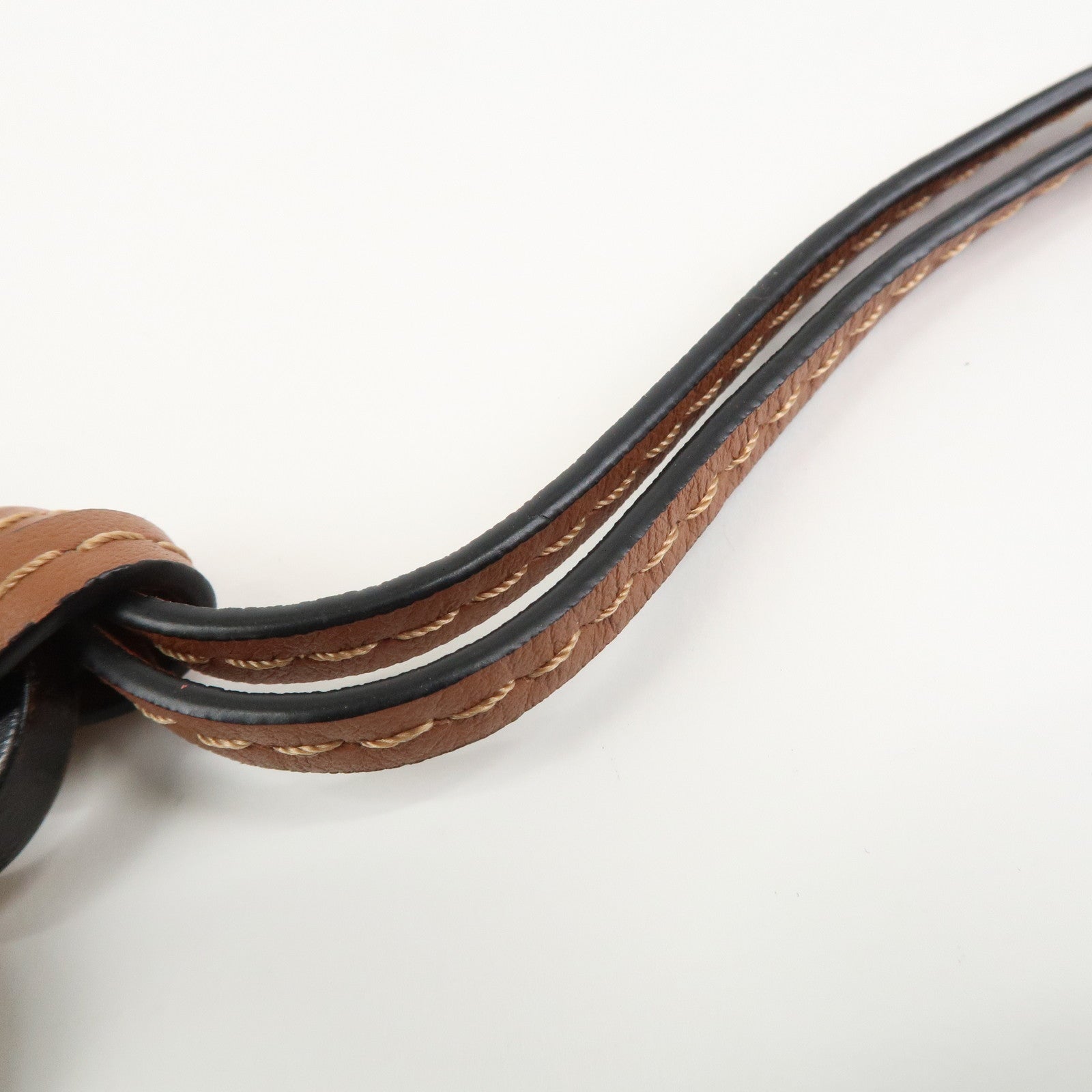 LOEW Anagram Leather Bag Charm Key Chain Yellow Black Brown