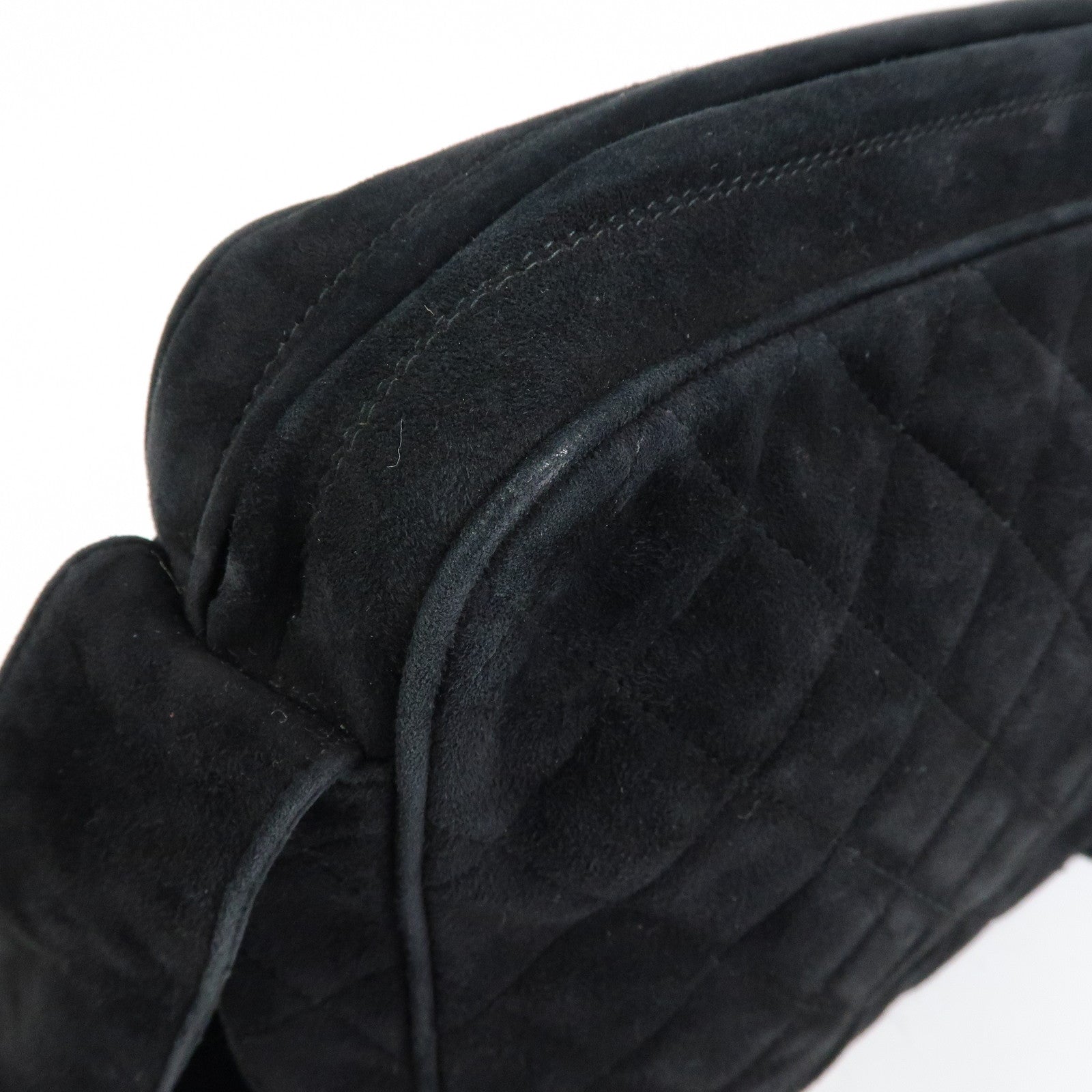 CHANEL Matelasse COCO Mark Suede Shoulder Crossbody Bag Black