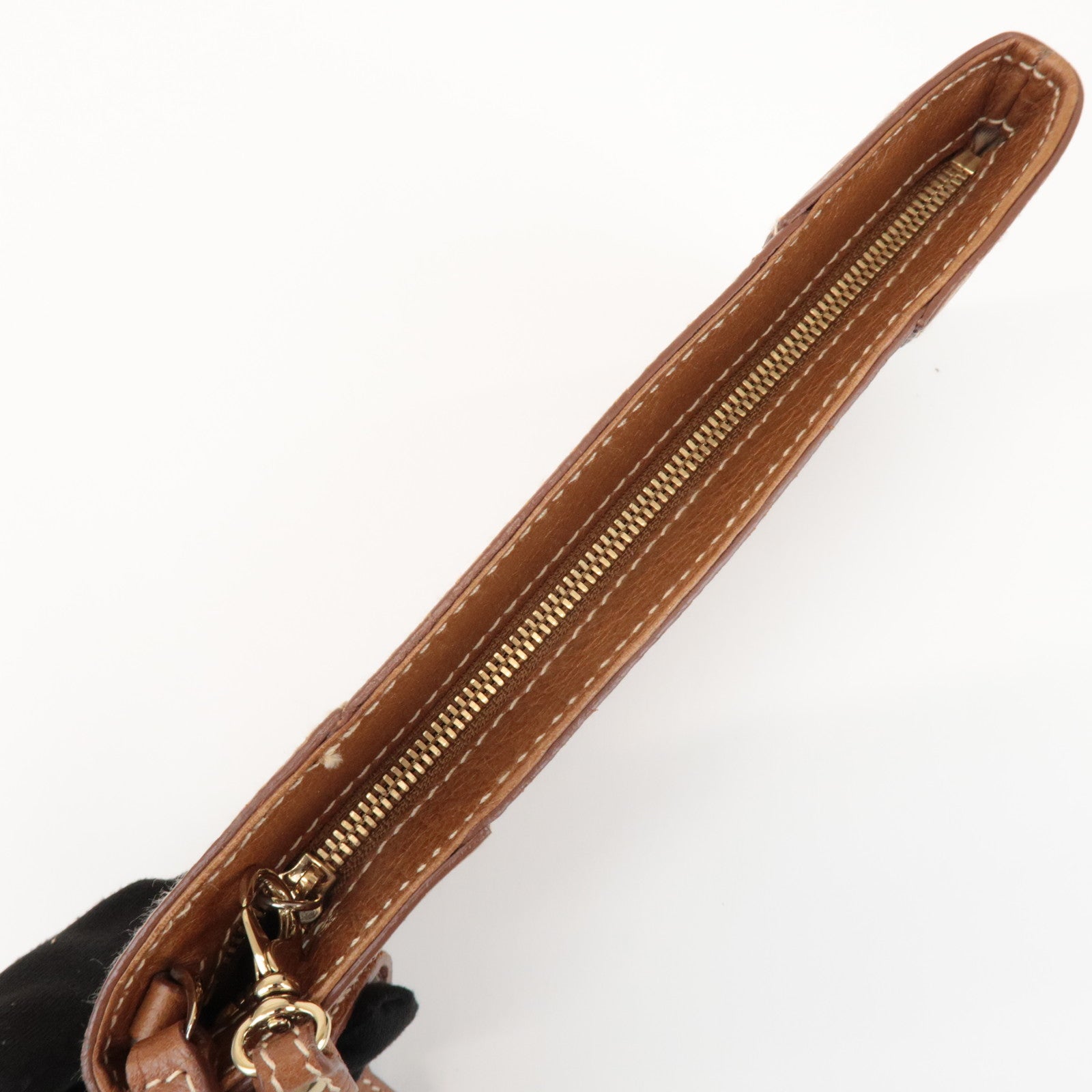 Cartier Marcello de Cartier 2C Logo Leather Pouch Wrist Bag Brown