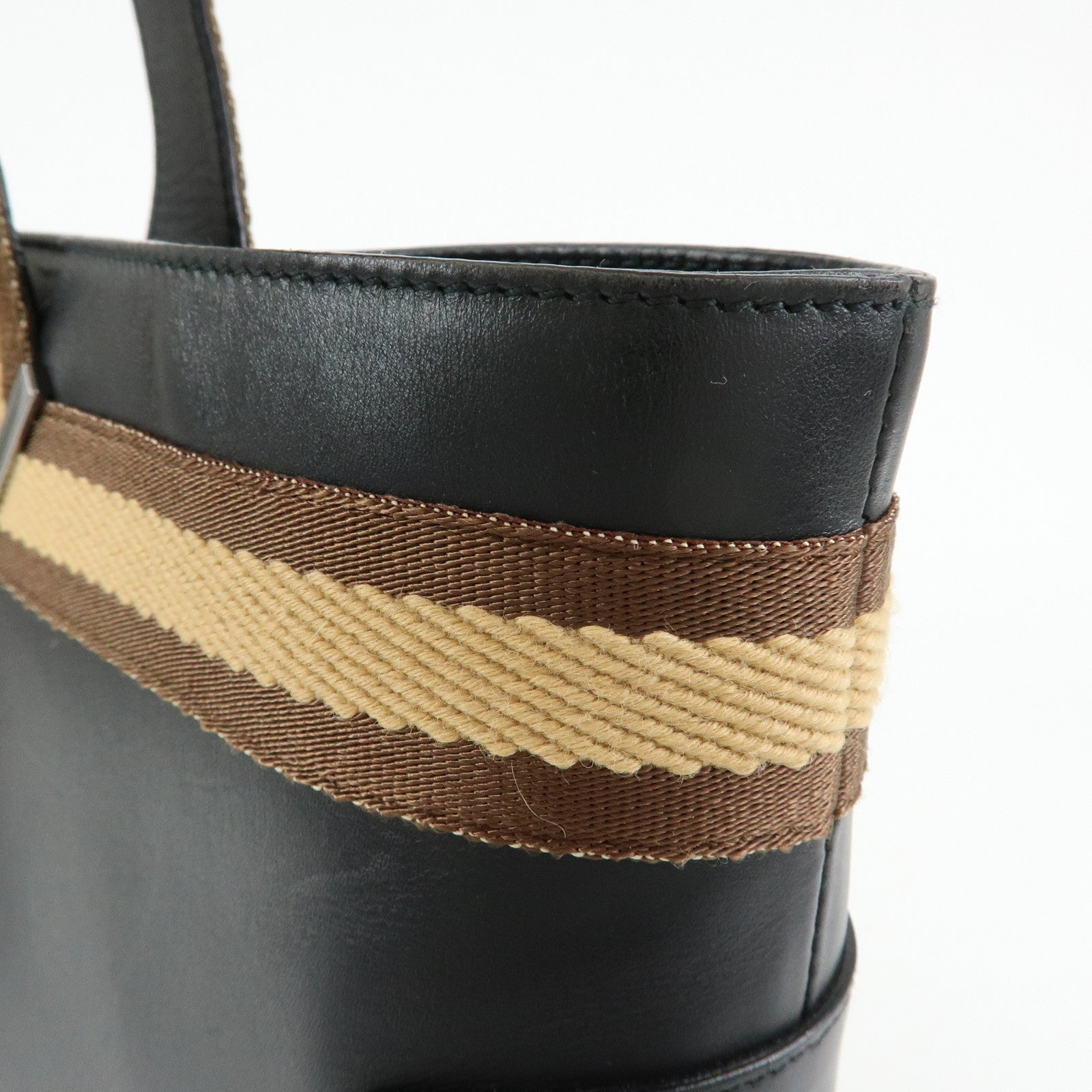 GUCCI Sherry Leather Tote Bag Hand Bag Black 002・1134