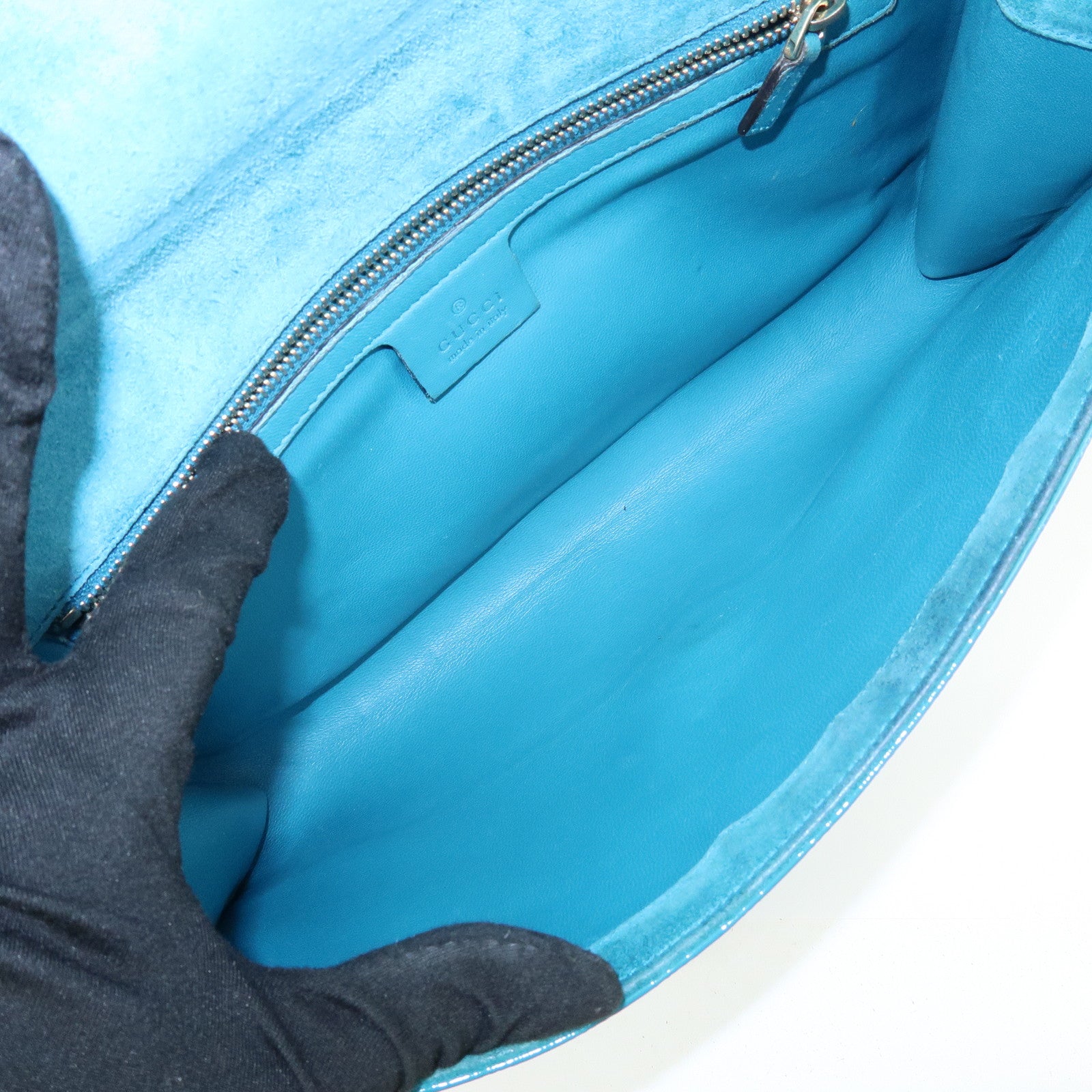 GUCCI Microguccissima Leather Hand Bag Clutch Bag Blue 339249