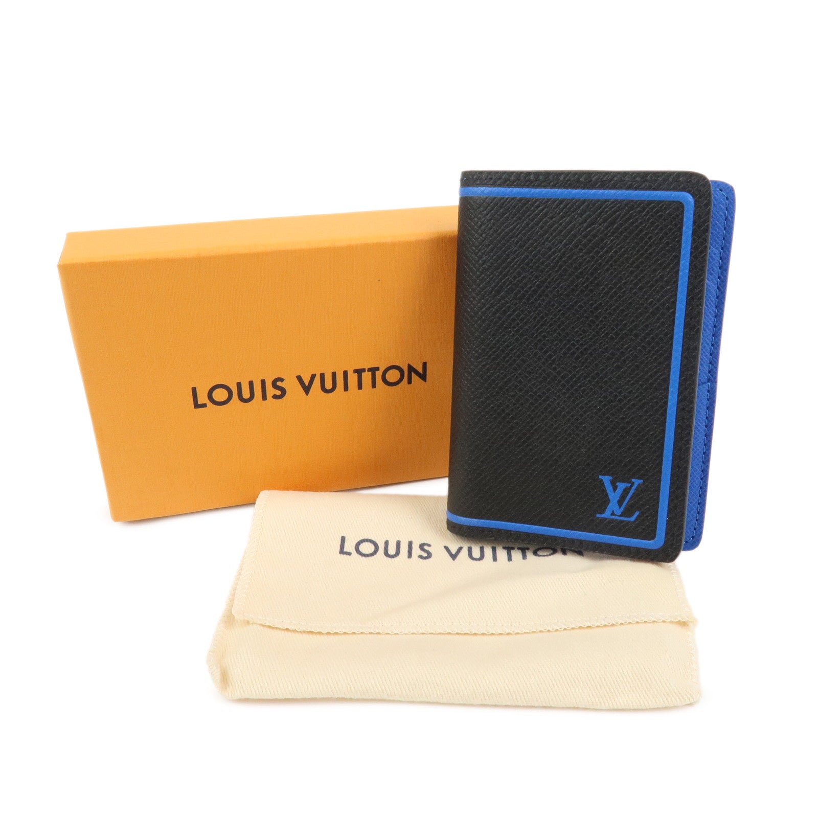 Louis Vuitton Taiga Organizer de Posh Card Case Noir Blue M63329