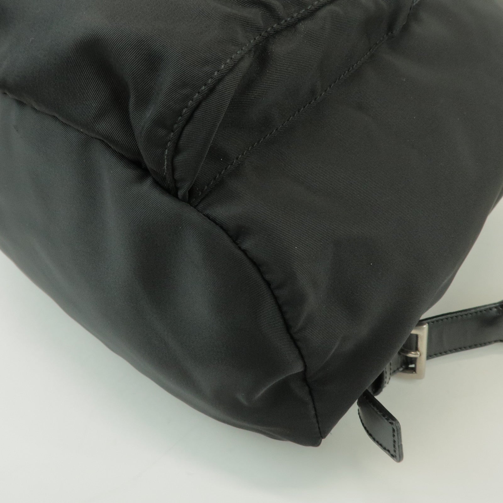 PRADA Triangle Logo Nylon Leather Backpack Rucksack Black B4650F
