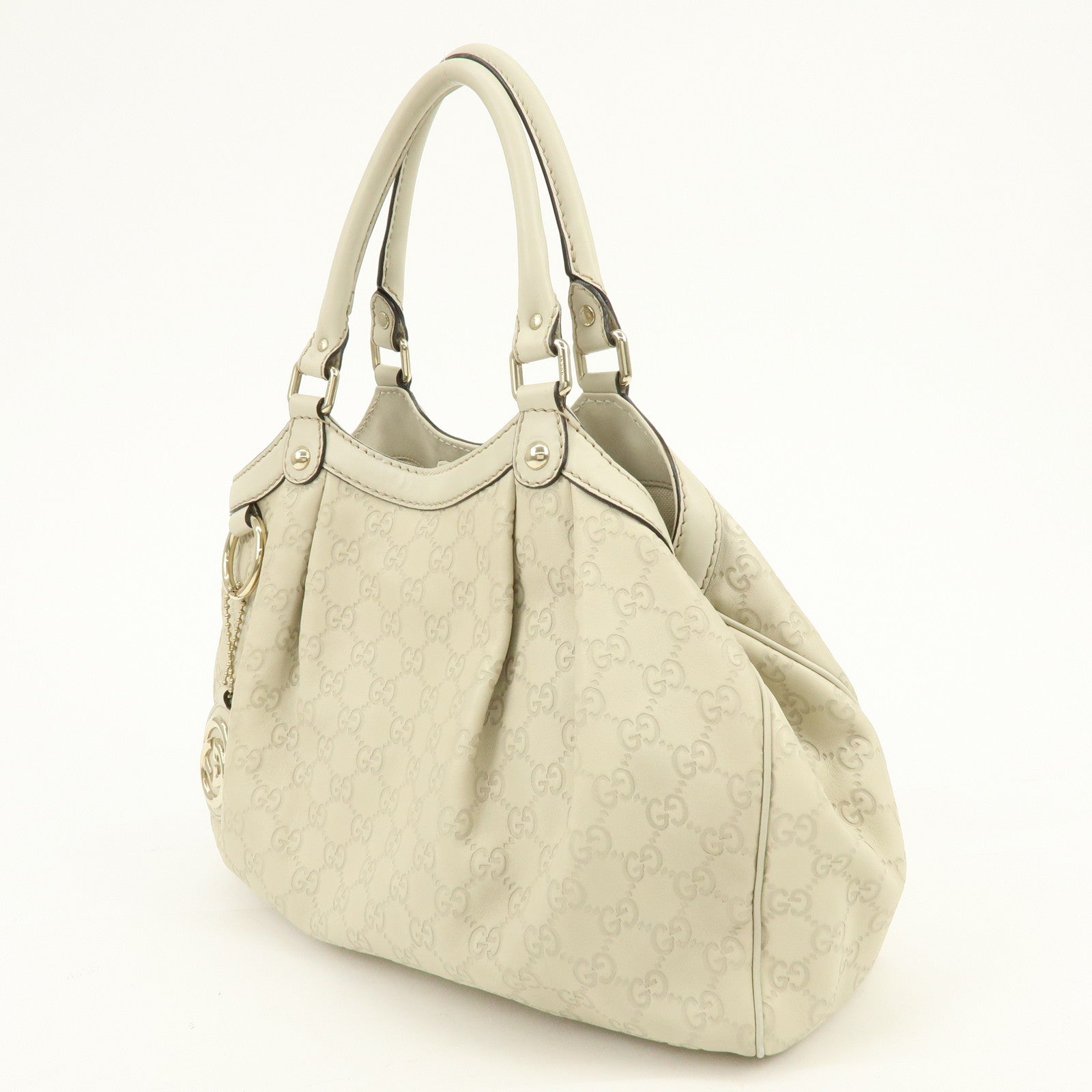 GUCCI Sukey Guccissima Leather Tote Bag Hand Bag White 211944