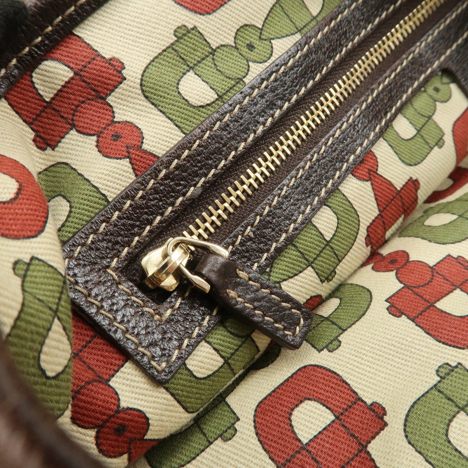 GUCCI GG Monogram Canvas Leather Tote Bag Beige Mushroom 163695